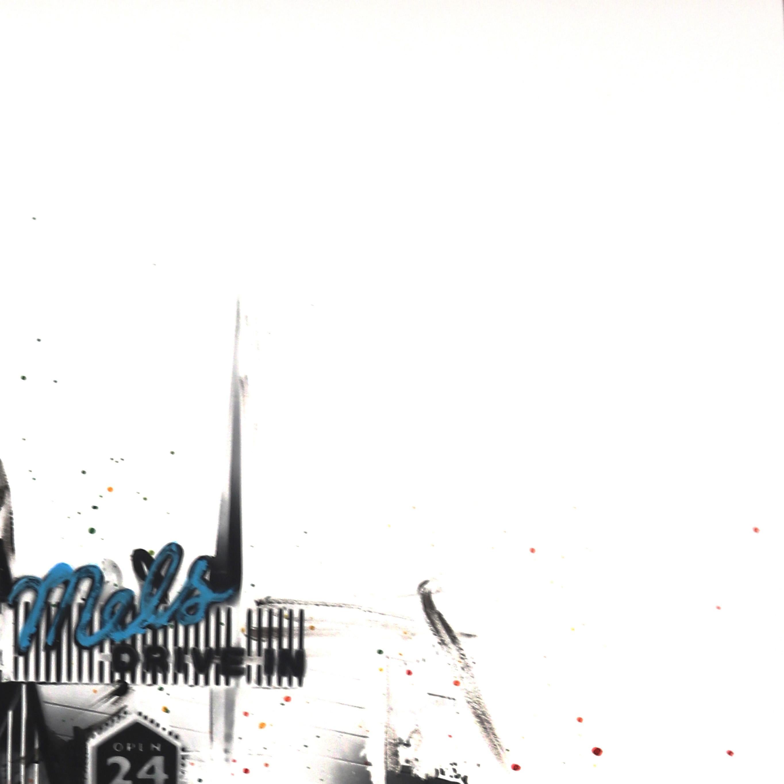 Mel's Inverted II - Abstrakte bunte Mixed Media Landschaft Stillleben Malerei im Angebot 1