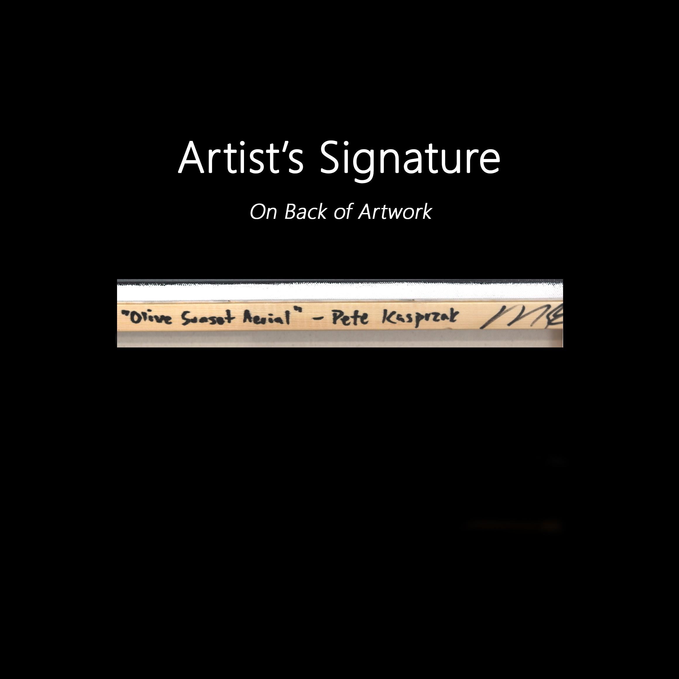 Olive Sunset Aerial - Urban Vibrant Landscape Painting For Sale 8