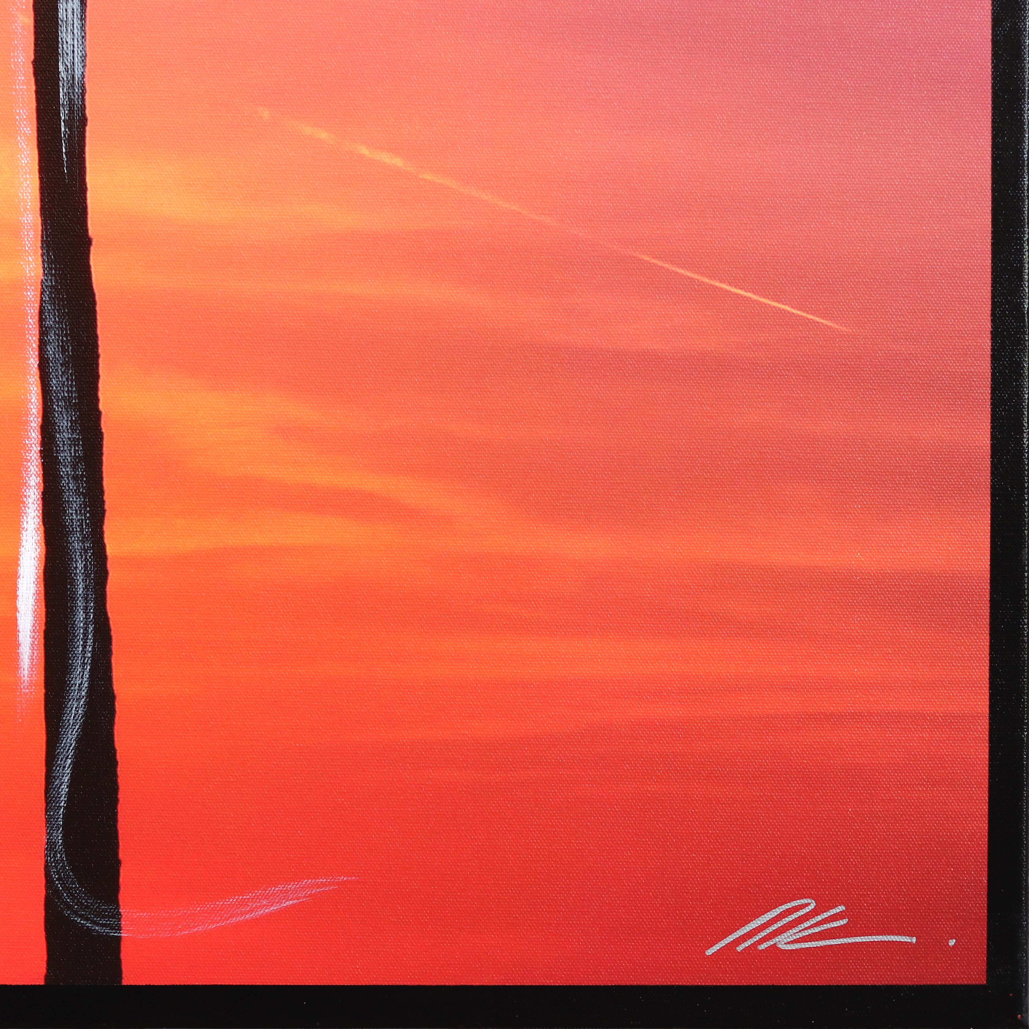 Palms 2-Dusktime in L.A. - Grande peinture de paysage aux couleurs vives du coucher de soleil en vente 3