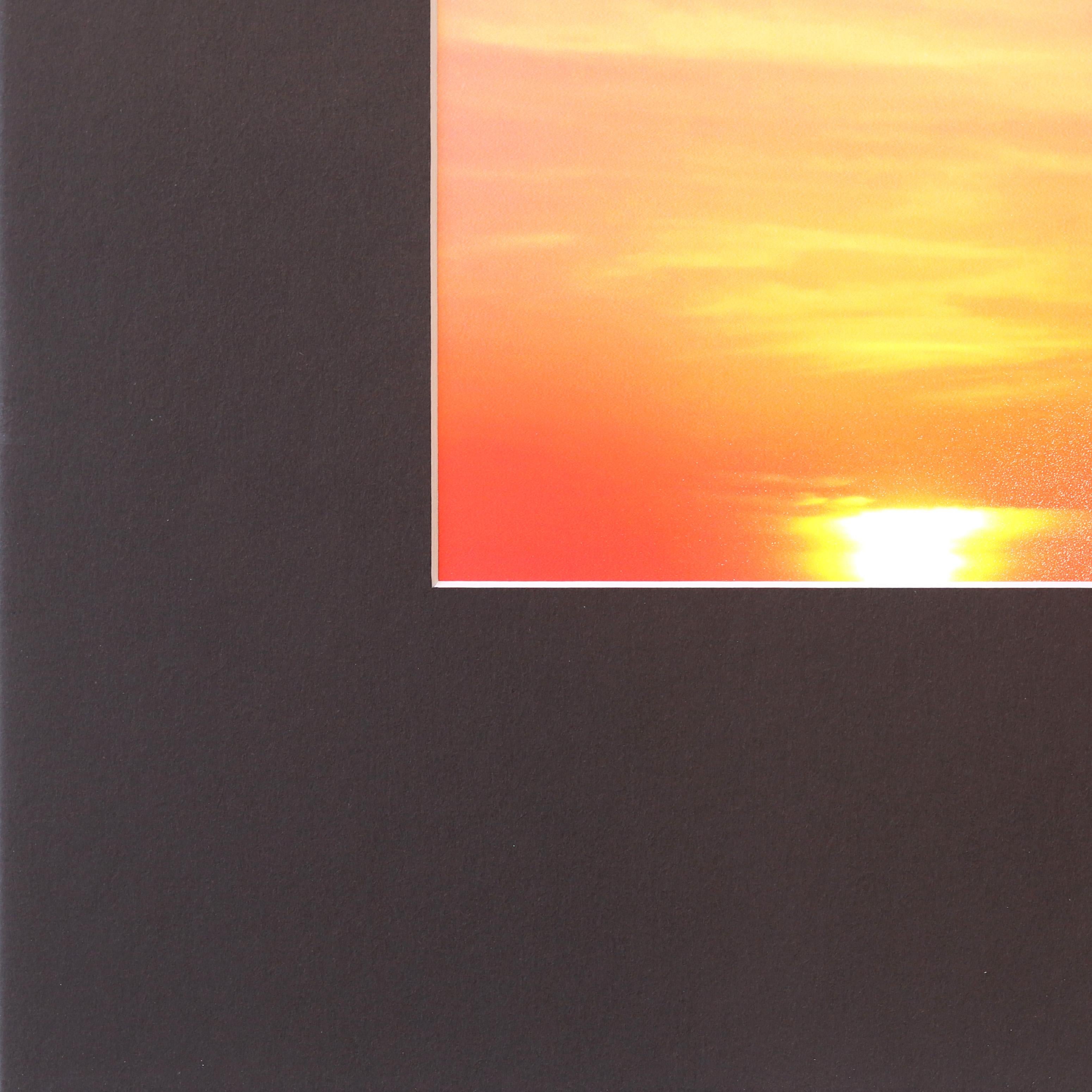 Palms 2 Sunset - Vibrant Pink and Orange Landscape Painting - Photograph by Pete Kasprzak