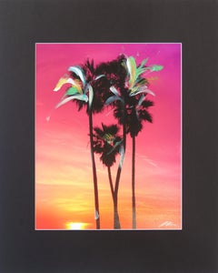 Palms 2 Sunset - Vibrant Pink and Orange Landscape Painting