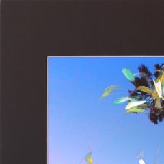 Santa Barbara 3 Palms I - Vibrant Blue and Pink Sunset Landscape Painting