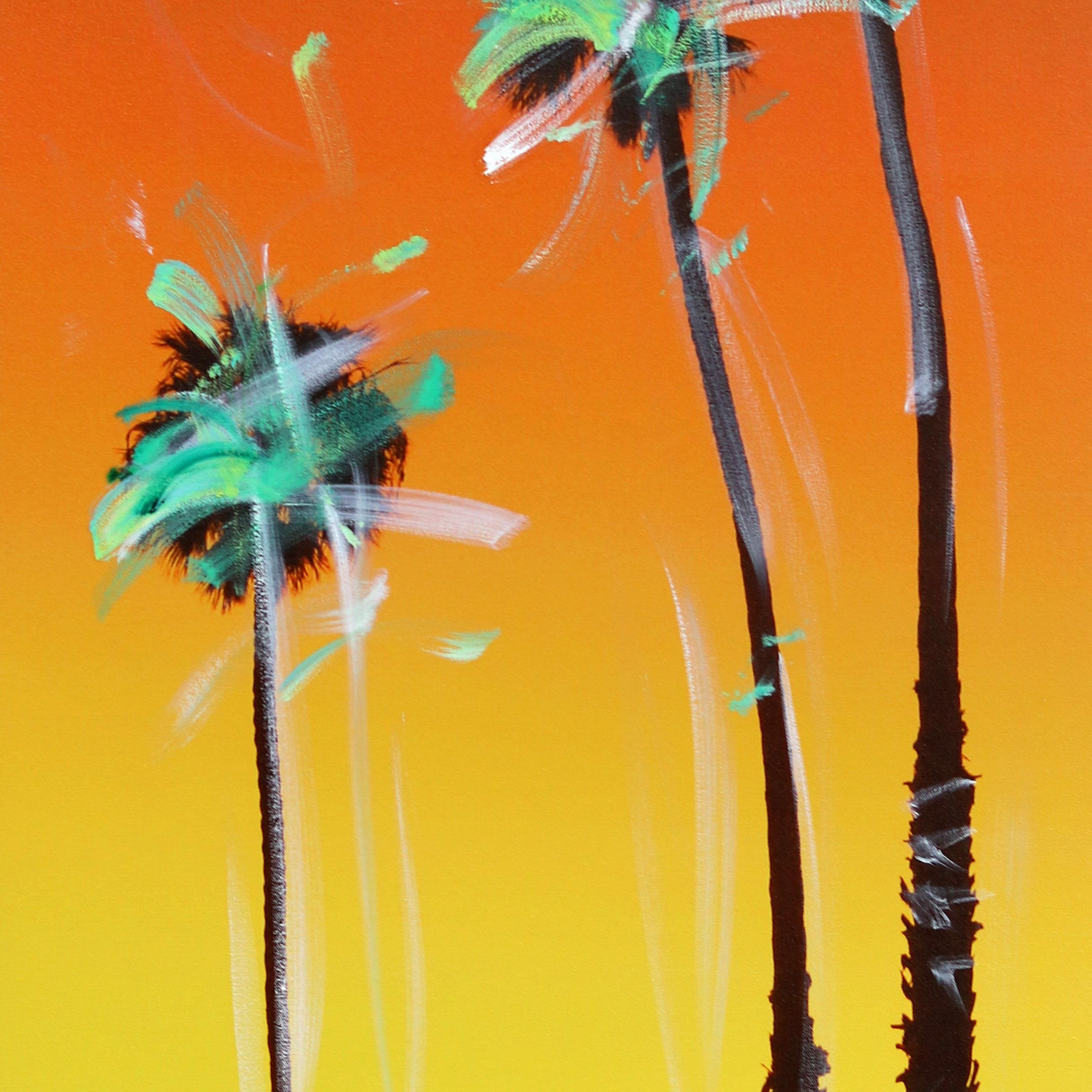 Santa Barbara Up Palms - Three Tall - Contemporary Painting by Pete Kasprzak