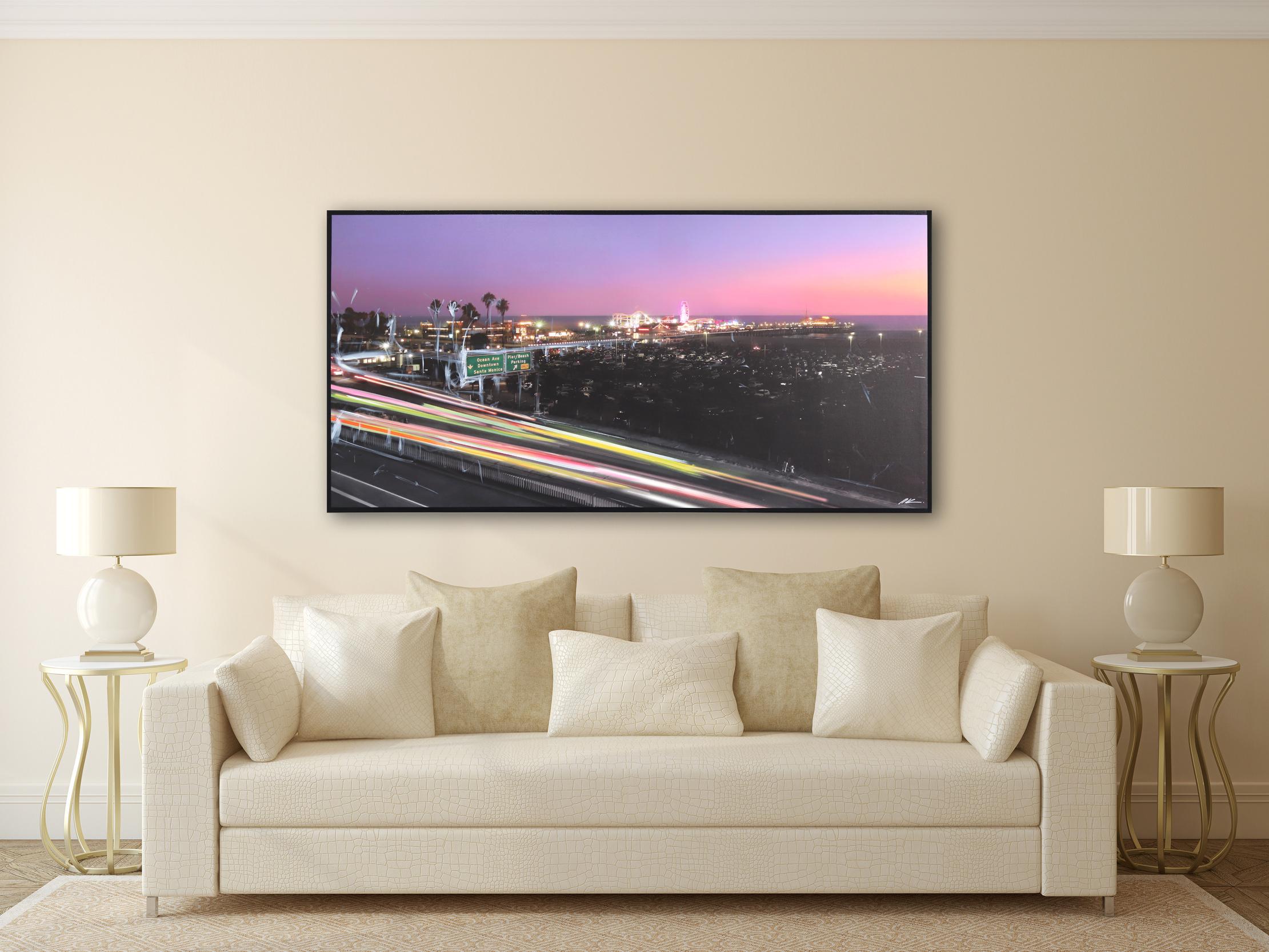 Santa Monica at PCH - Cruisin' - Peinture de paysage urbain - Painting de Pete Kasprzak