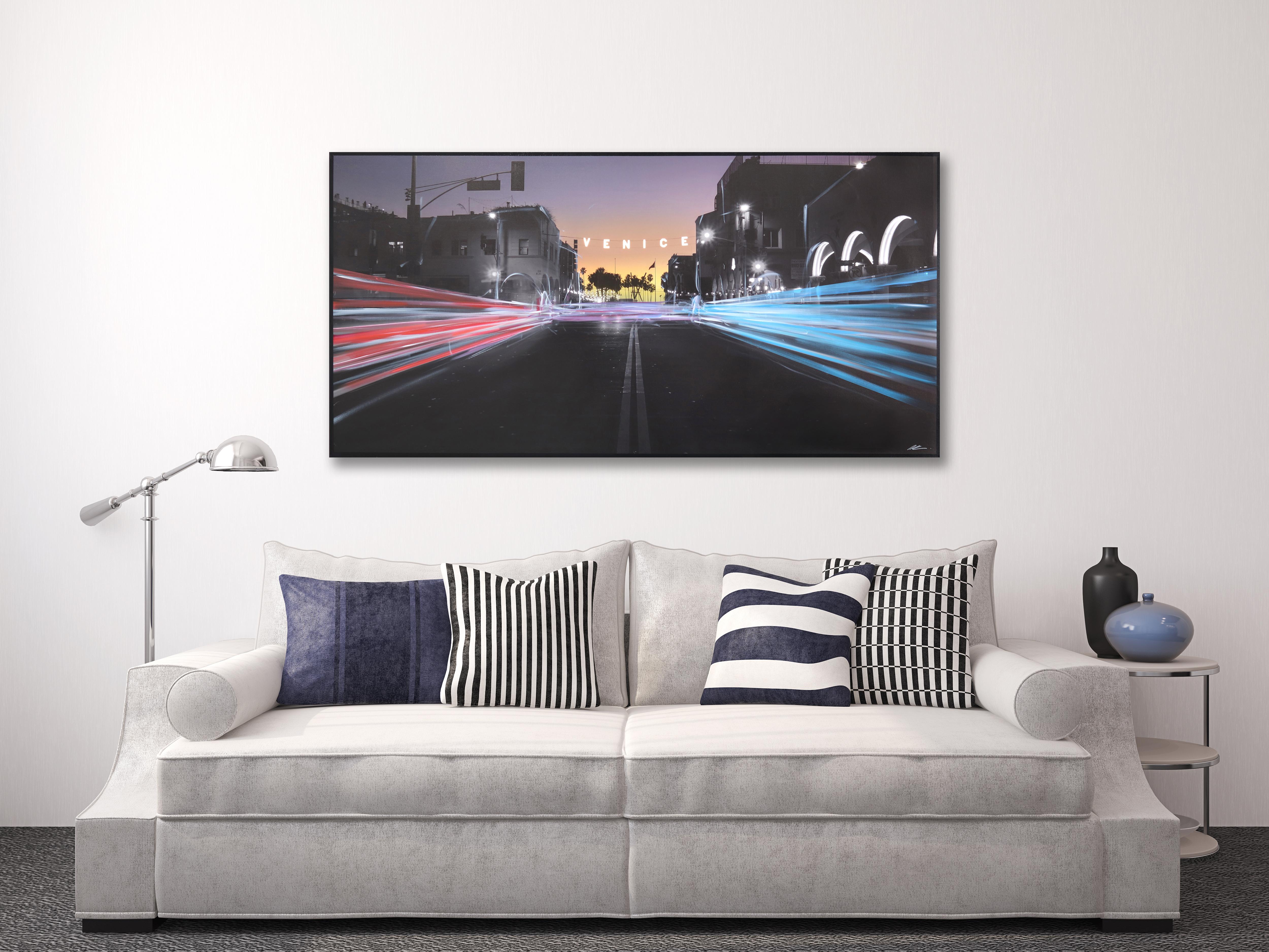 Venice Beach Love - Ocean Sounds - Large Urban Landscape Photography Painting For Sale 1