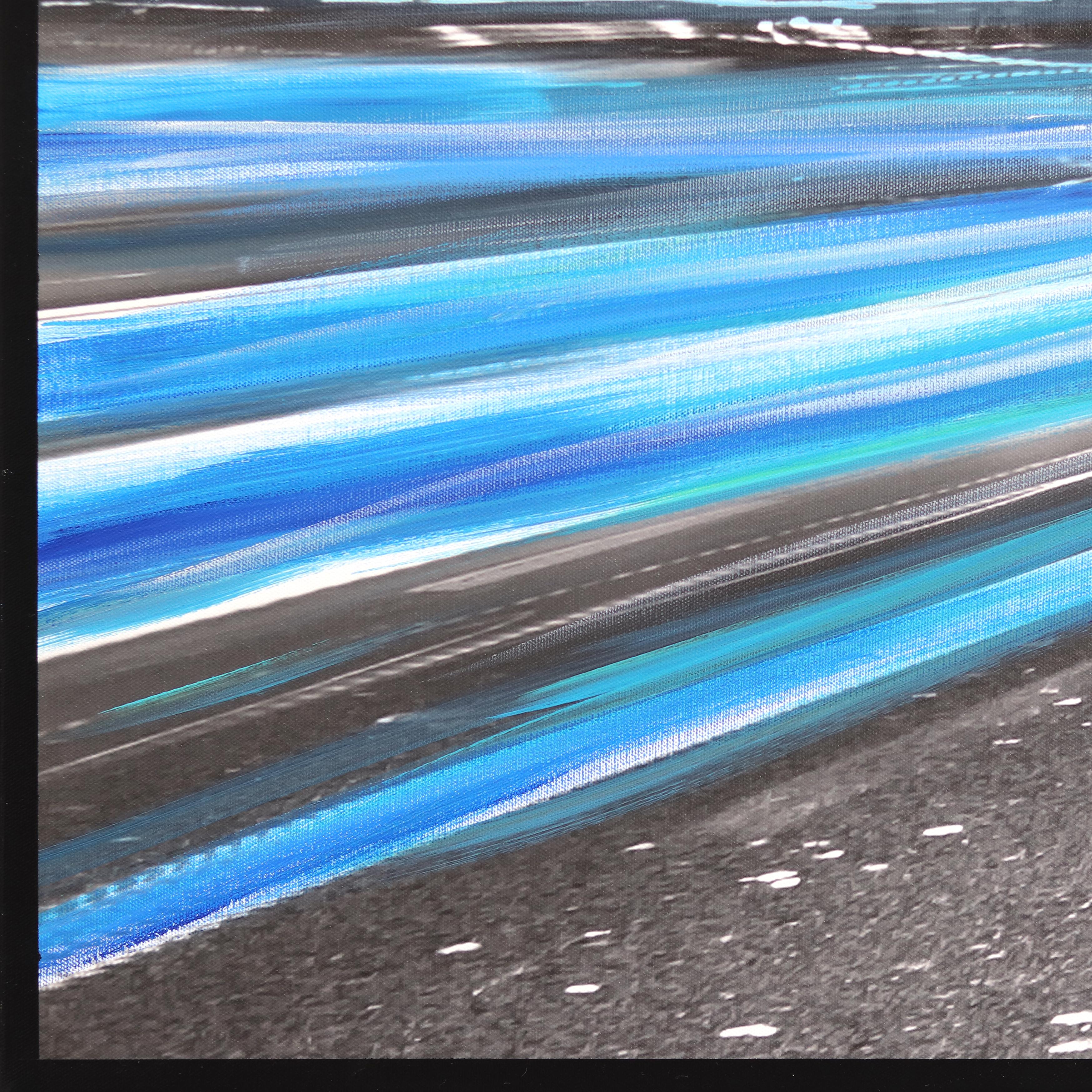 Whisky - Time to Rock Out - Pintura abstracta sobre lienzo de un colorido paisaje urbano - Photograph Contemporáneo de Pete Kasprzak