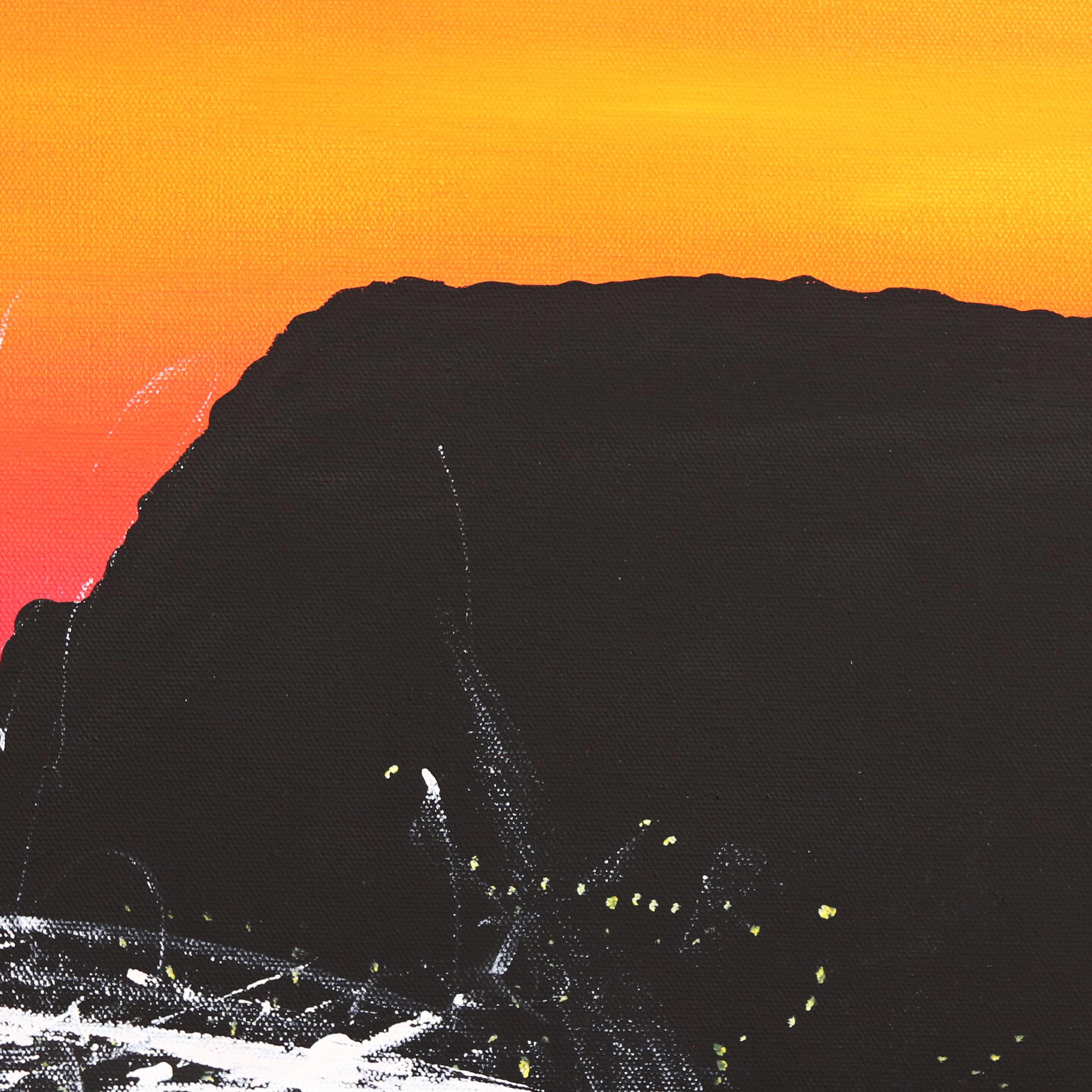 Canyon Sunset - Black Abstract Painting by Pete Kasprzak