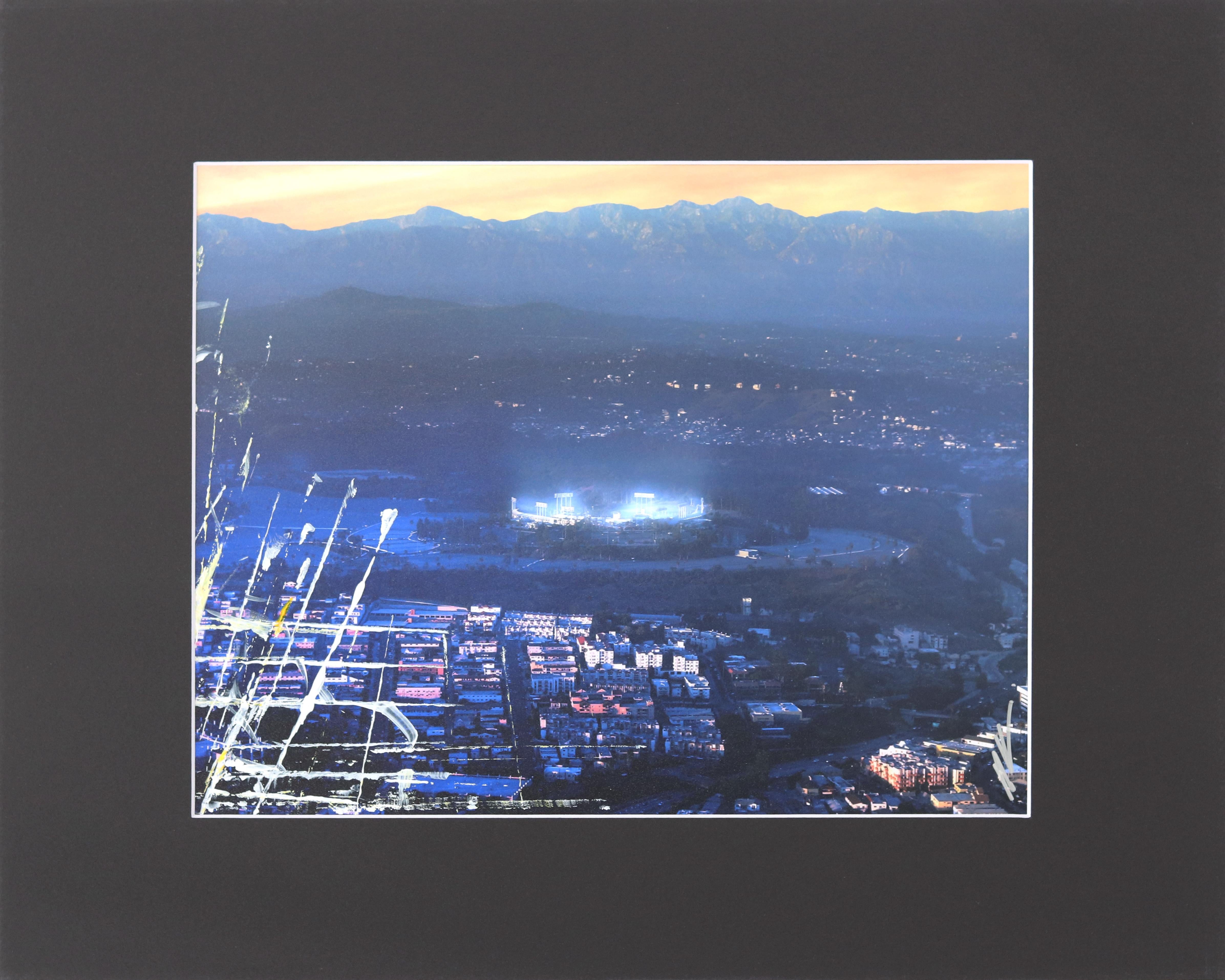 Le stade Dodger du ciel (bleu) - Peinture de photographie de paysage sur papier