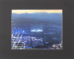 Le stade Dodger du ciel (bleu) - Peinture de photographie de paysage sur papier