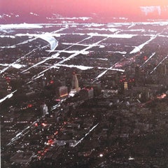 Le stade Dodger Sky High - Acrylique originale sur photographie Cityscape Los Angeles