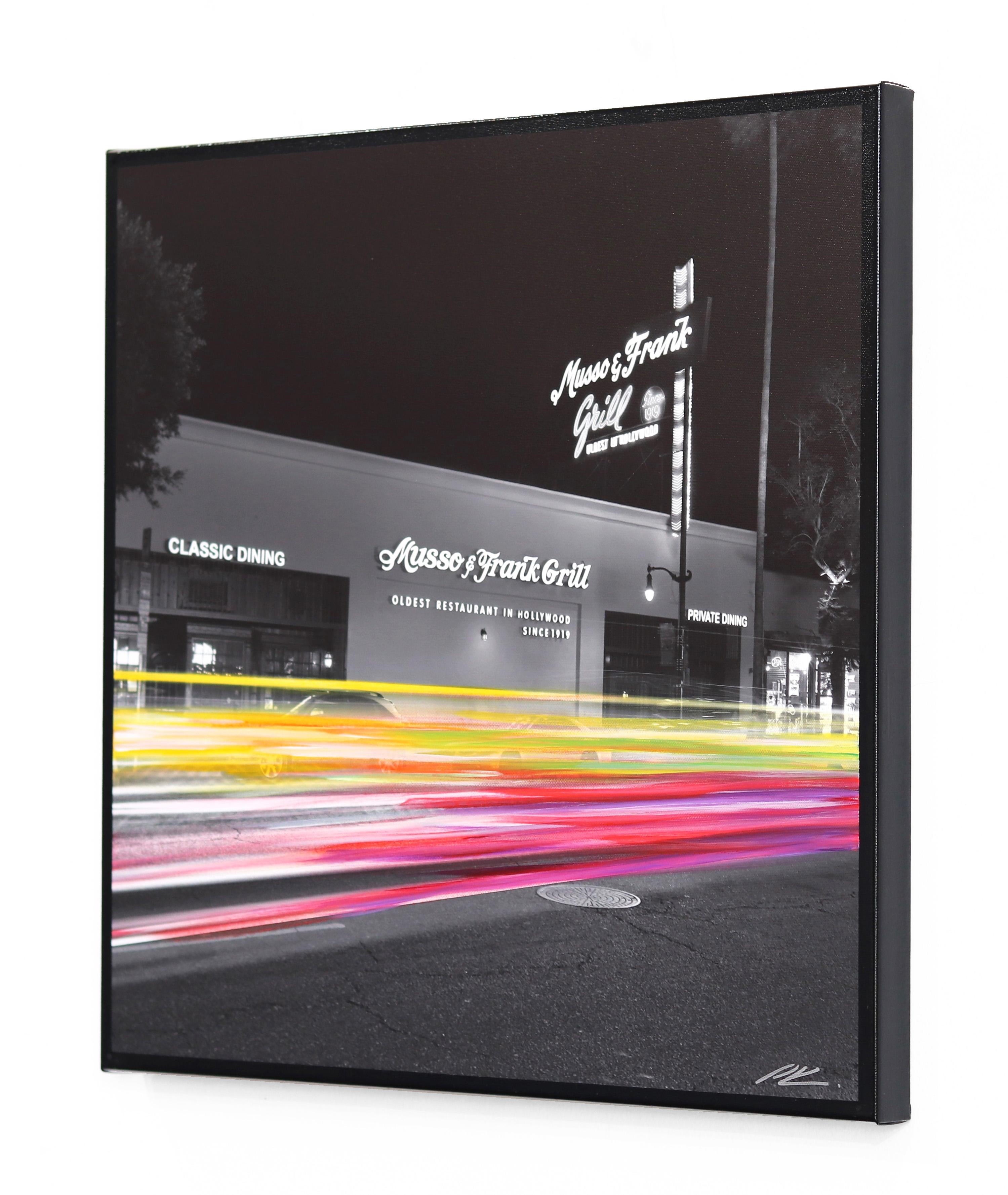 Hollywood's Oldest - Musso & Frank - Let's Dine   -  Urban Landscape Painting - Black Landscape Photograph by Pete Kasprzak