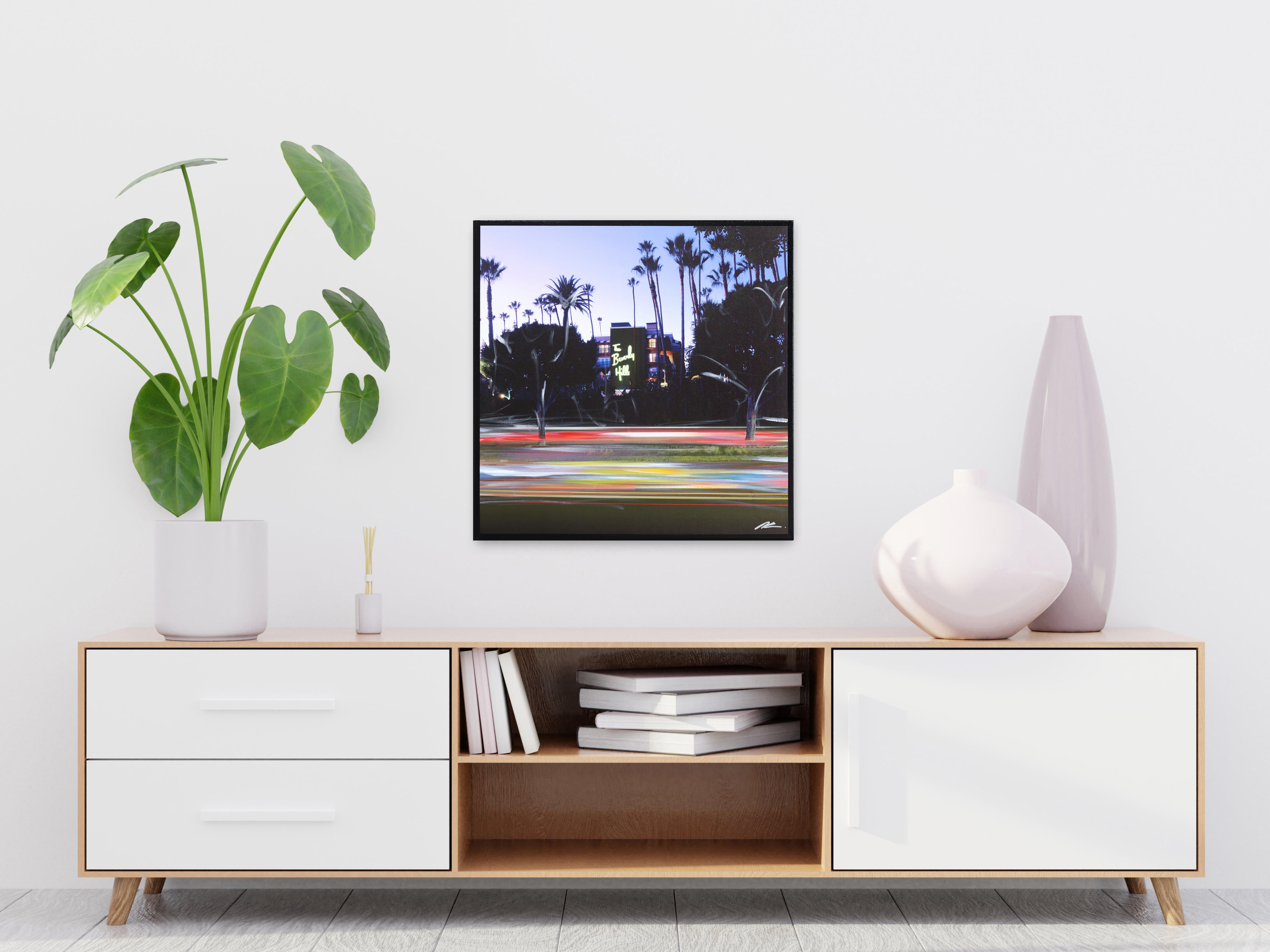 Flash néon de Beverly Hills  -  Peinture originale de paysage urbain en vente 1