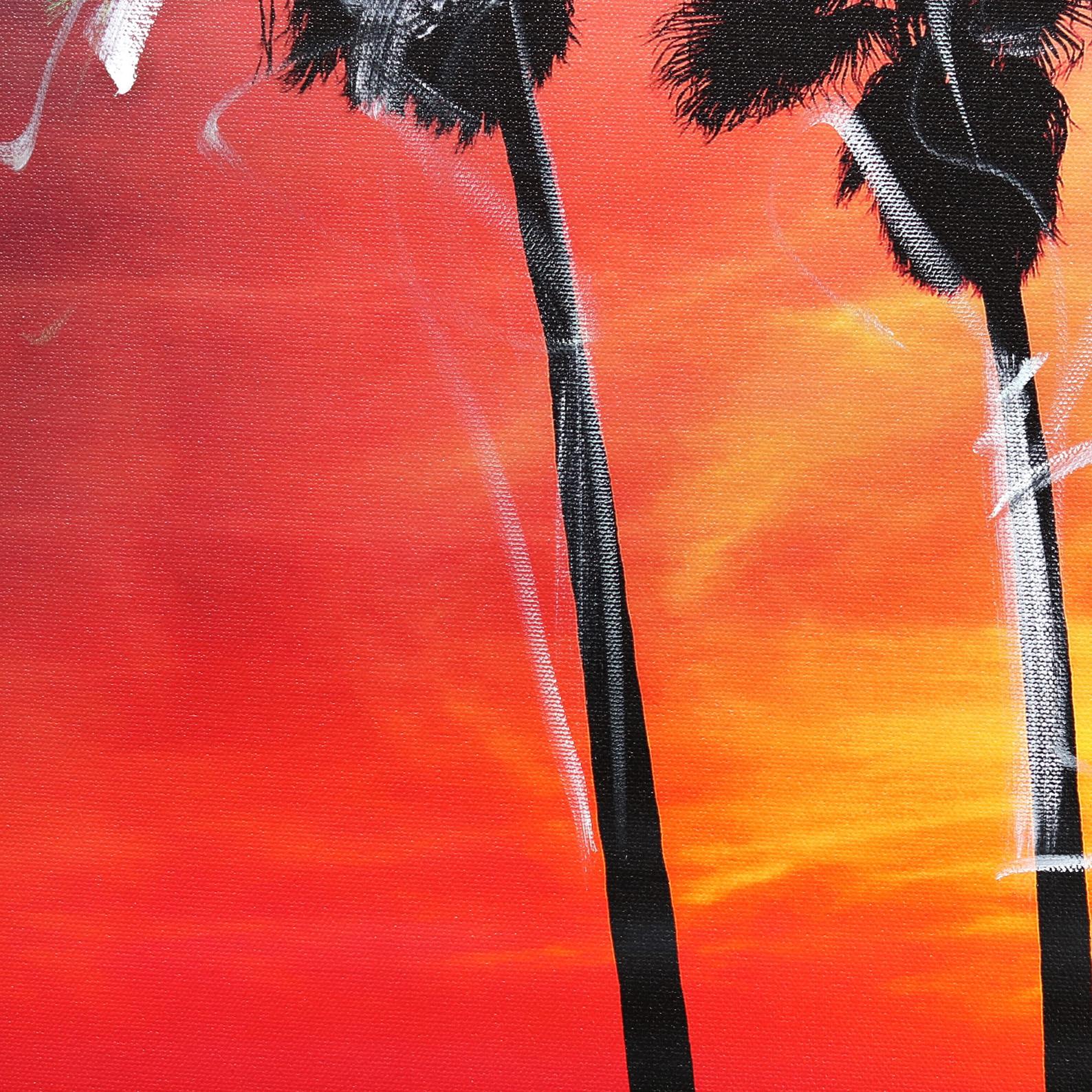 Venice California Multi Palms  - Purple Landscape Photograph by Pete Kasprzak