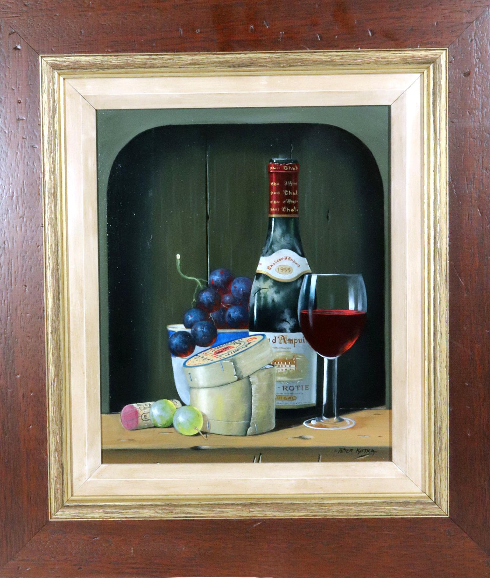 Stiil Life mit Wein und Käse von Peter A. Kotka (Englisch) im Angebot