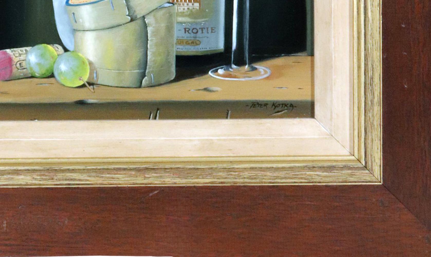 Stiil Life mit Wein und Käse von Peter A. Kotka (Leinwand) im Angebot