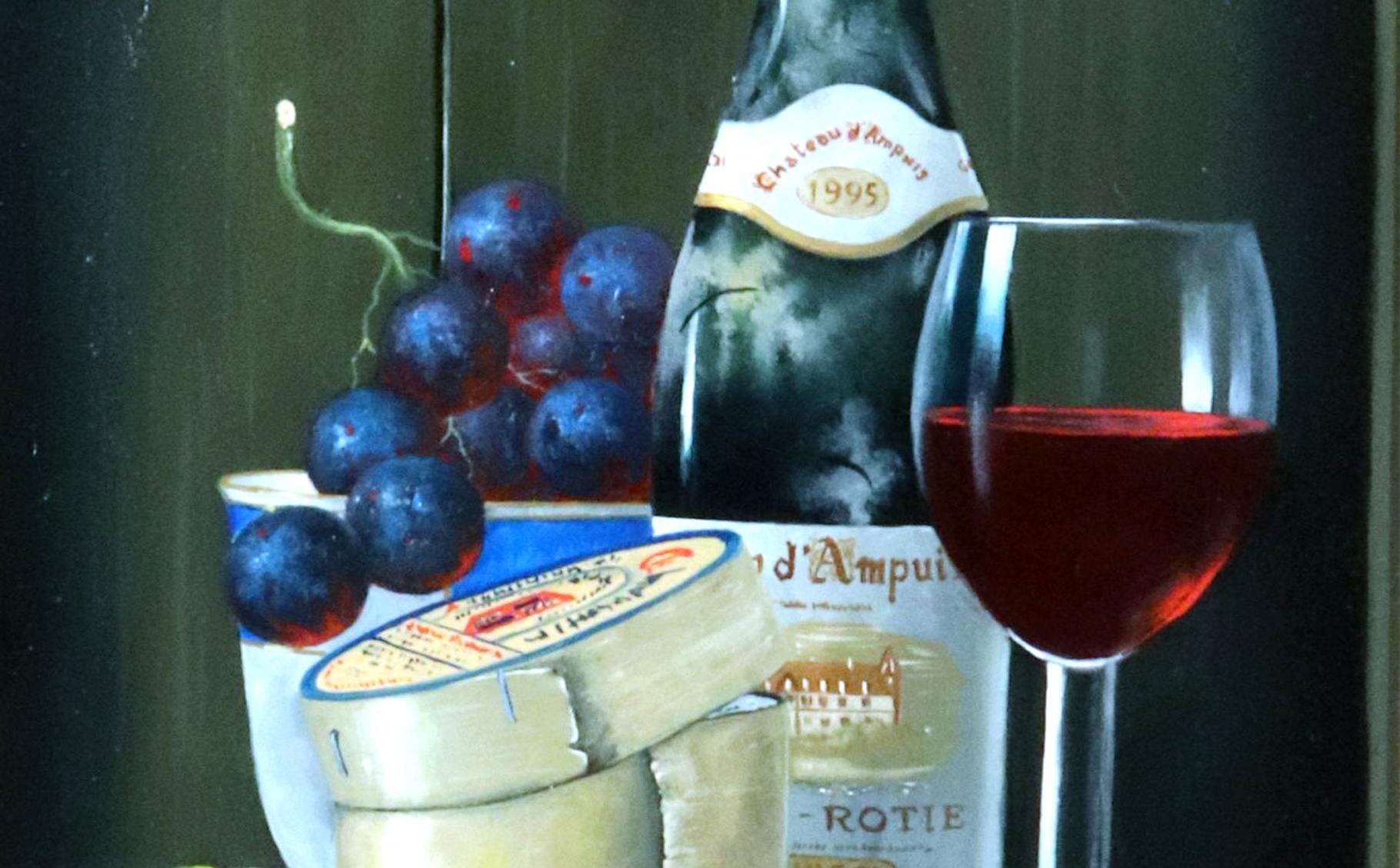 Stiil Life mit Wein und Käse von Peter A. Kotka im Angebot 2