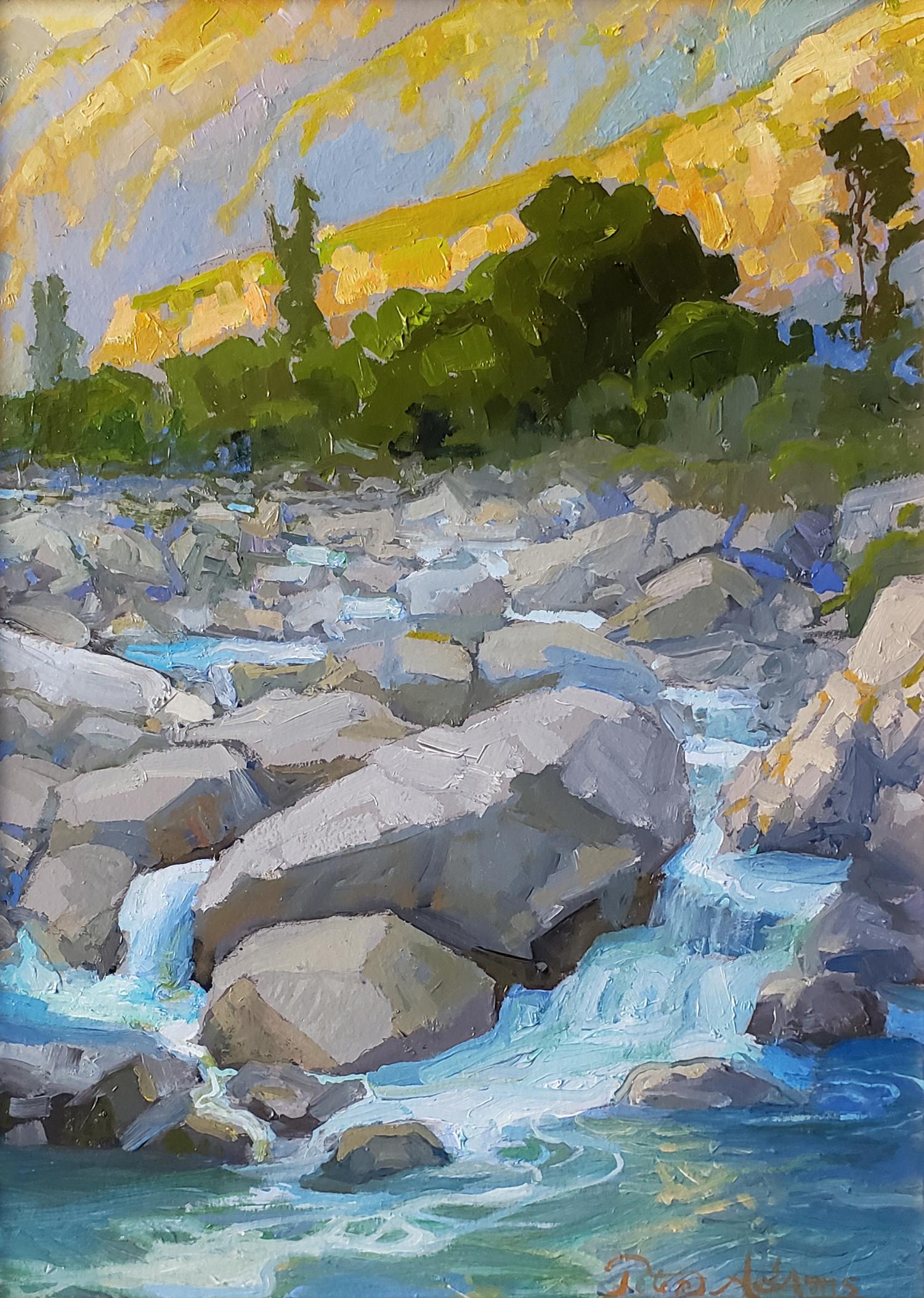 Flûte d'après-midi ; rivière Kern - Painting de Peter Adams