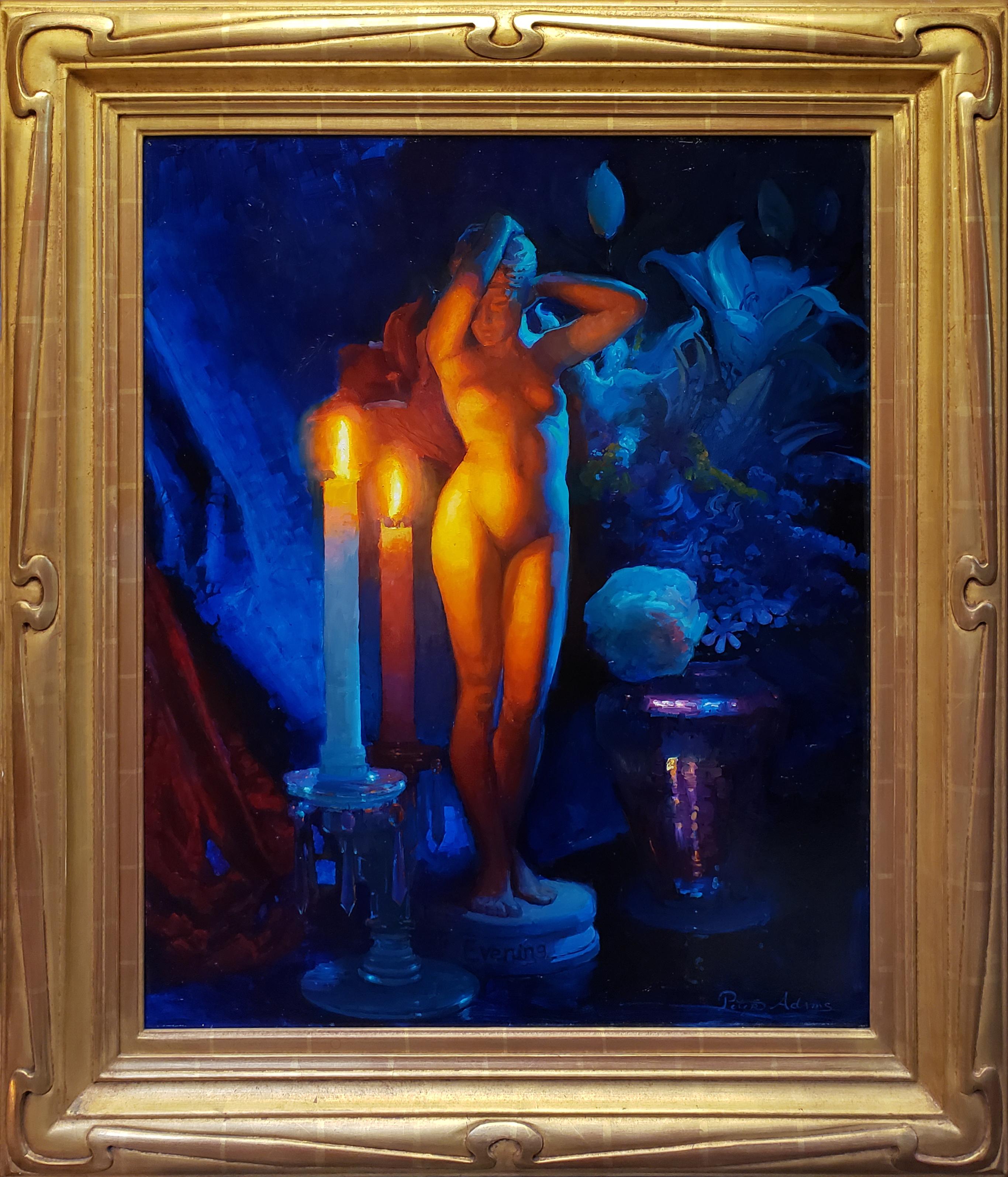 Beauty in Nocturne: Ruckstull's Sculpture of Evening - Painting by Peter Adams