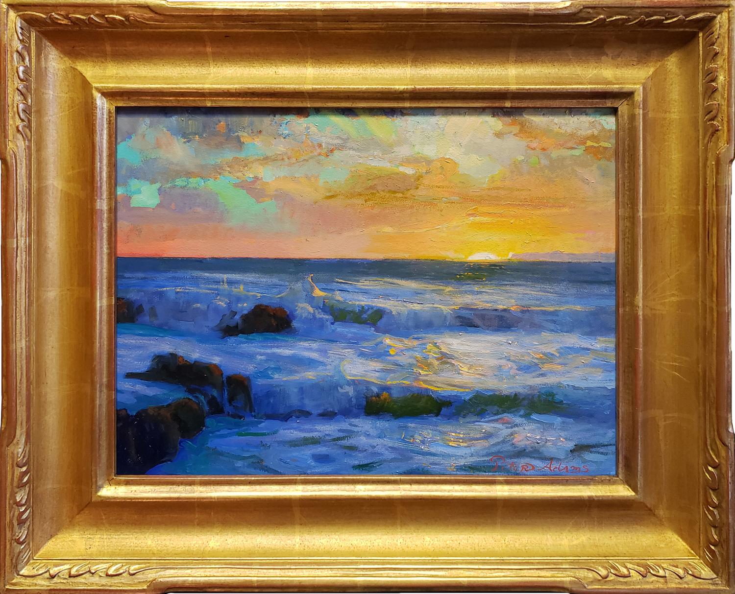 Peter Adams Landscape Painting - Churning Surf at Sunset, Golden Cove; Rancho Palos Verdes