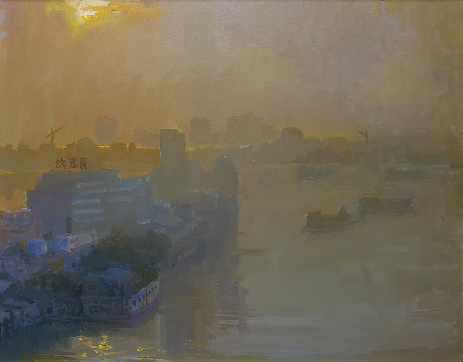 Comercio a lo largo del Pearl River - Painting de Peter Adams