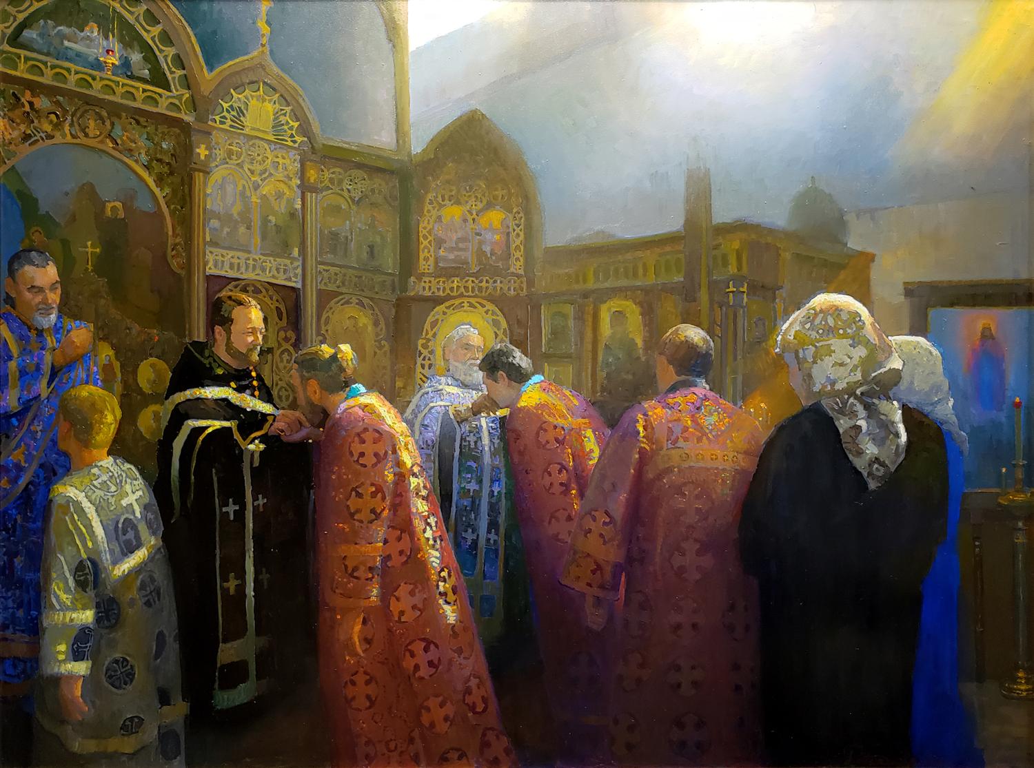 Forgiveness Sunday, Protection of the Holy Virgin Russian Orthodox Church; Holly - Painting by Peter Adams