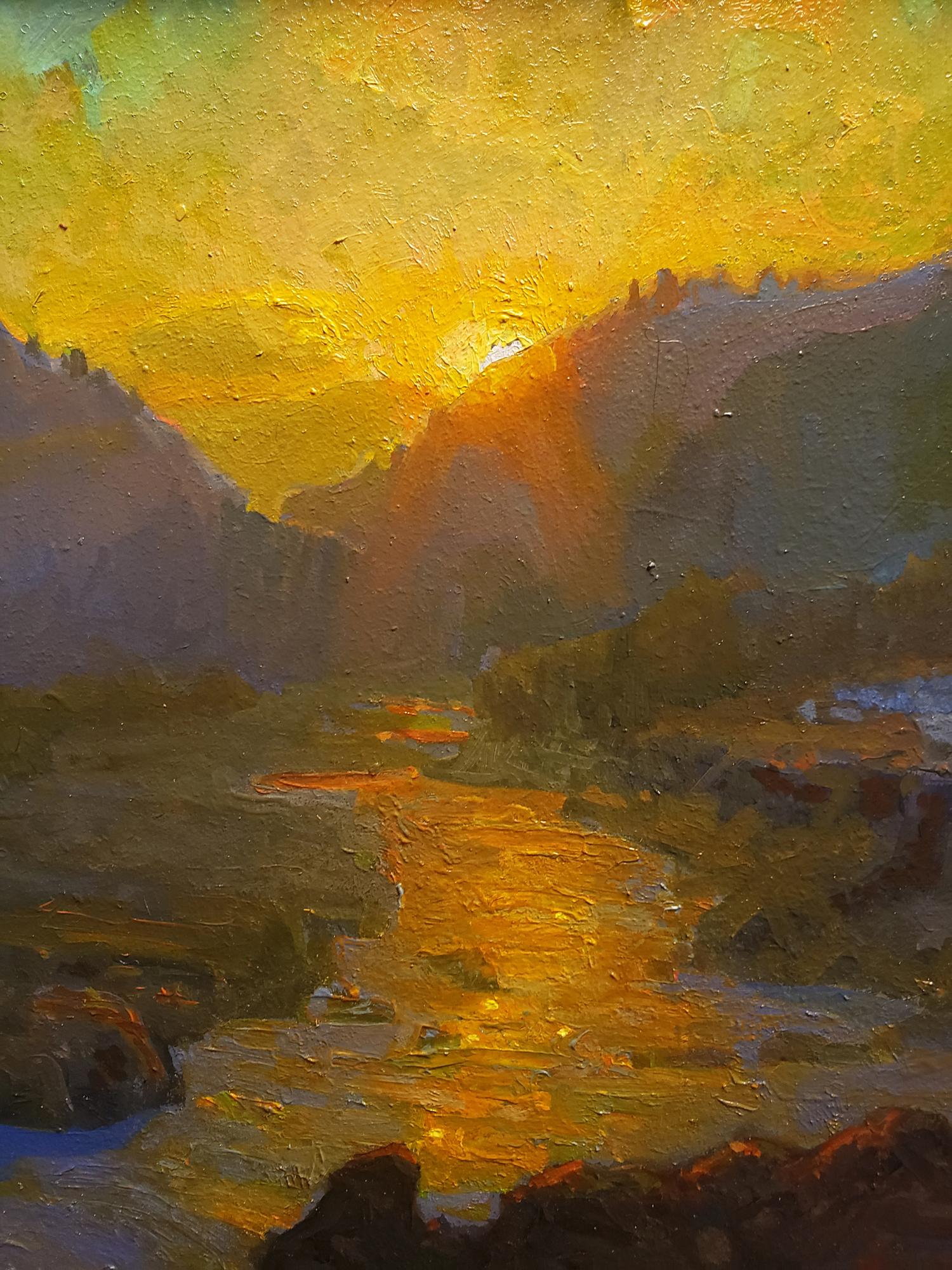 Golden Sunset, Matilija Valley, Ojai - Realist Painting by Peter Adams