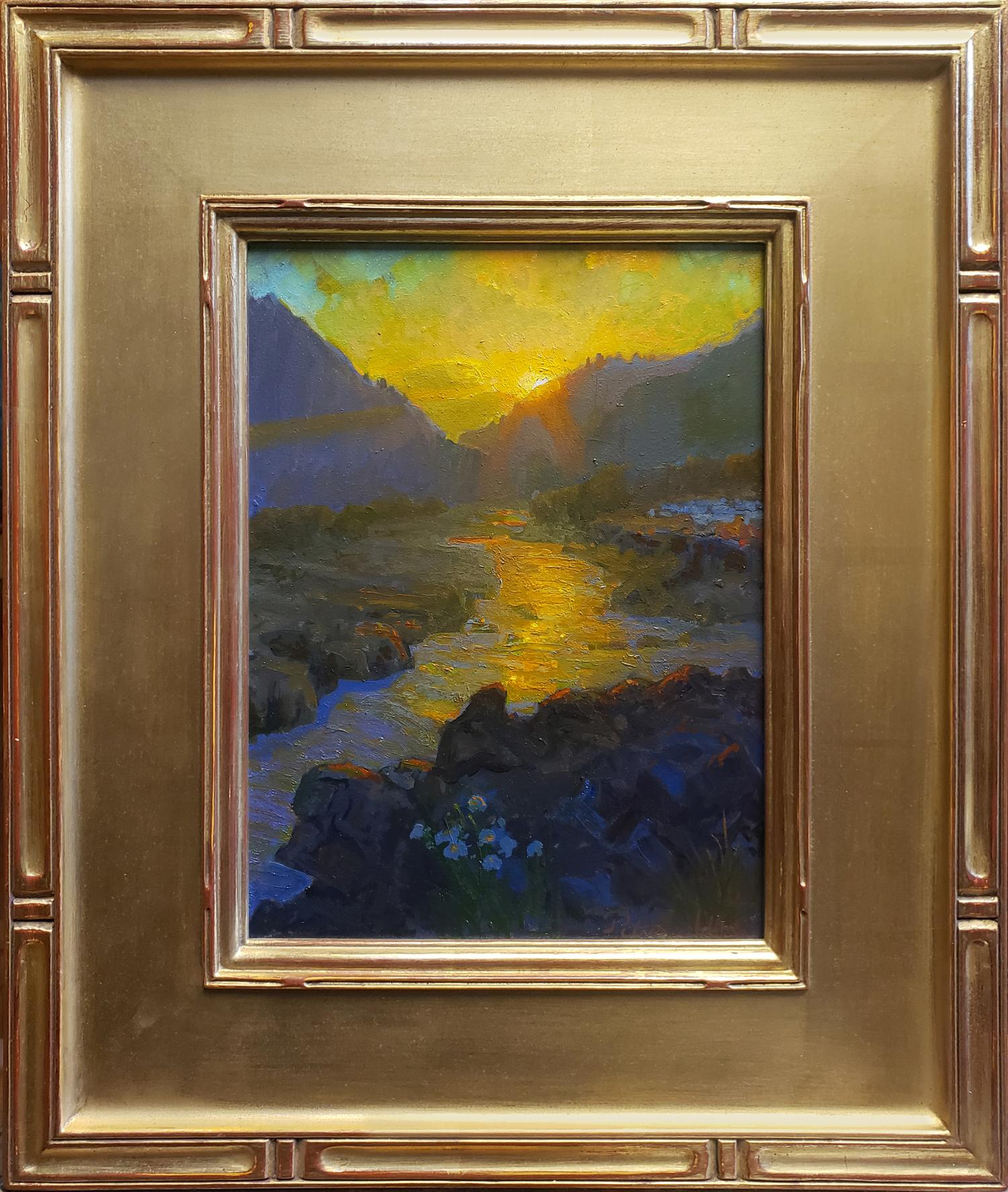 Peter Adams Landscape Painting – Goldener Sonnenuntergang, Matilija-Tal, Ojai