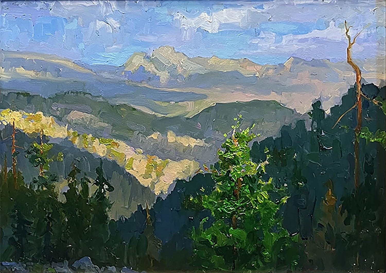 Panorama; Looking East from Mt. Disappointment - Impressionist Painting by Peter Adams