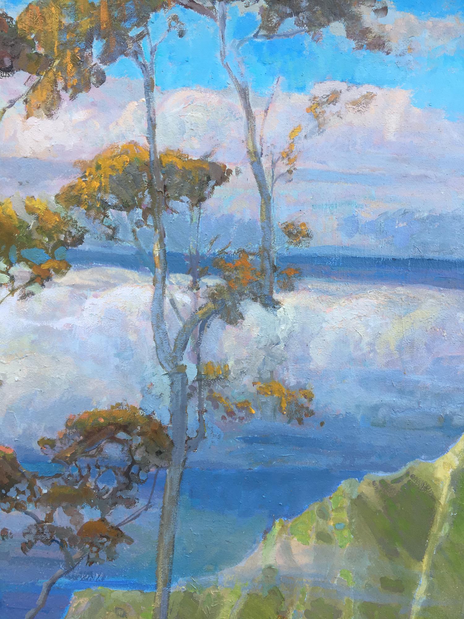 Parting Mist; Kalalau Lookout, Kauai - Impressionist Painting by Peter Adams