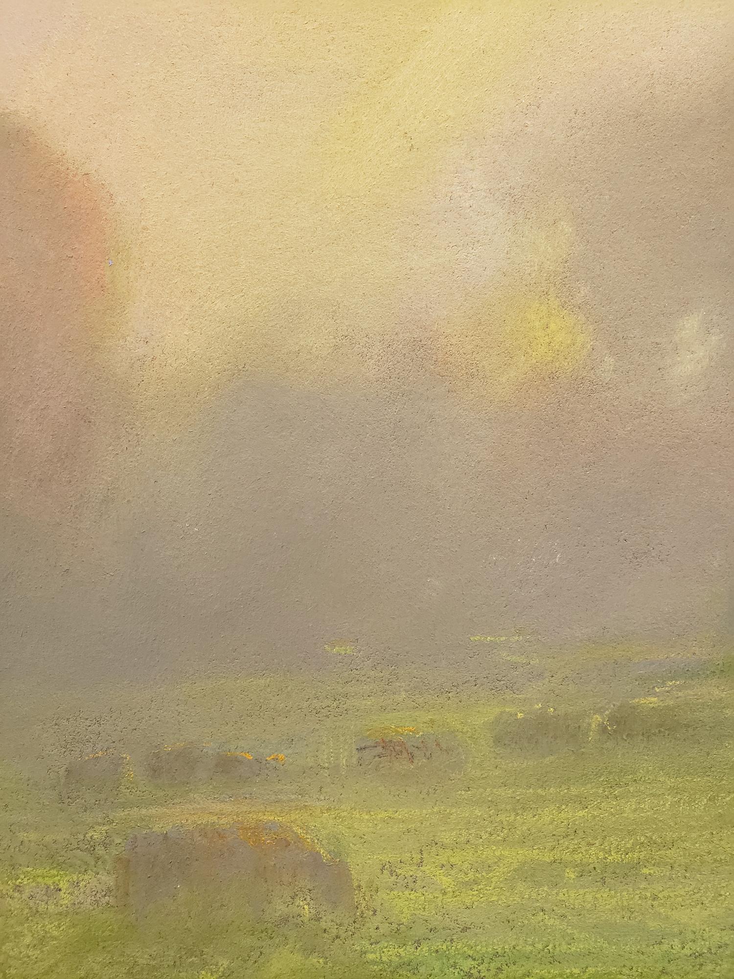 Pastoral Morning; Redding - Beige Landscape Painting by Peter Adams