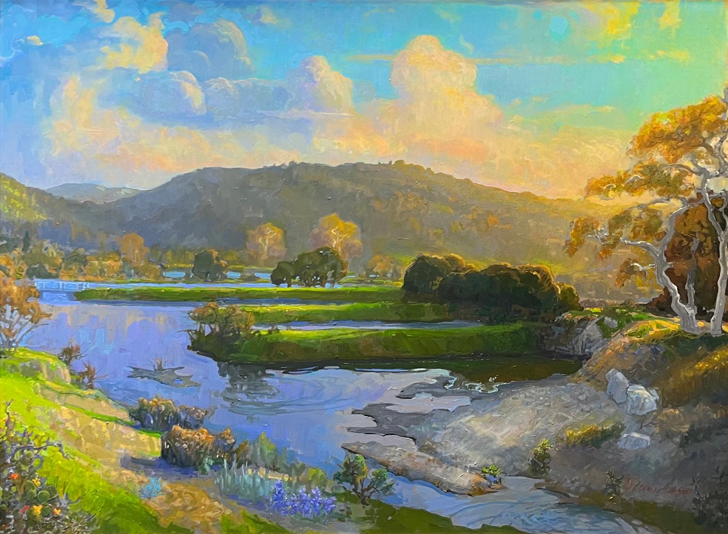 Pools of Hahamongna ; Arroyo Seco - Réalisme Painting par Peter Adams
