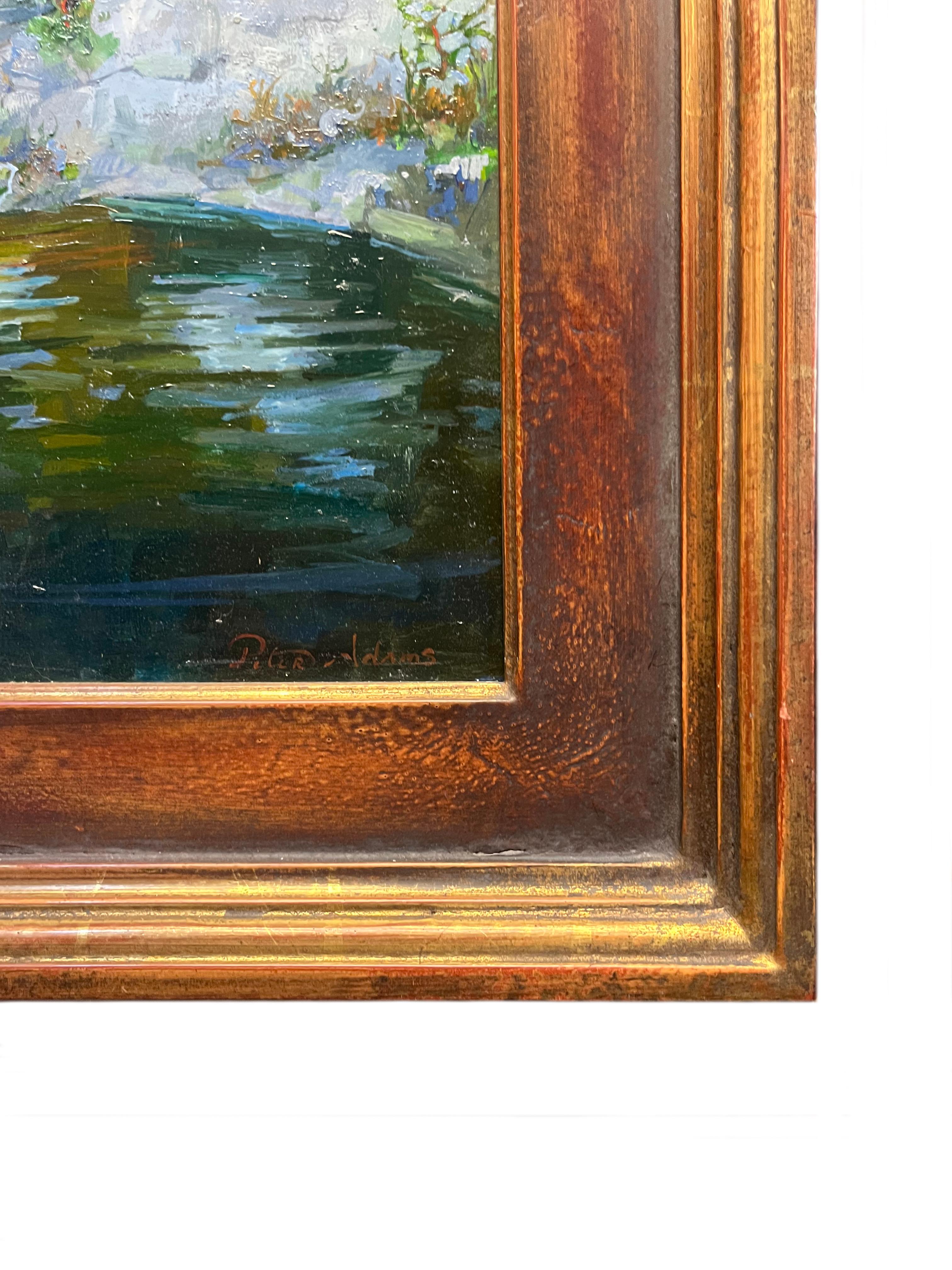 Quiet-Pools über Sturtevant-Flüssen; Angeles Crest Forest (Braun), Landscape Painting, von Peter Adams