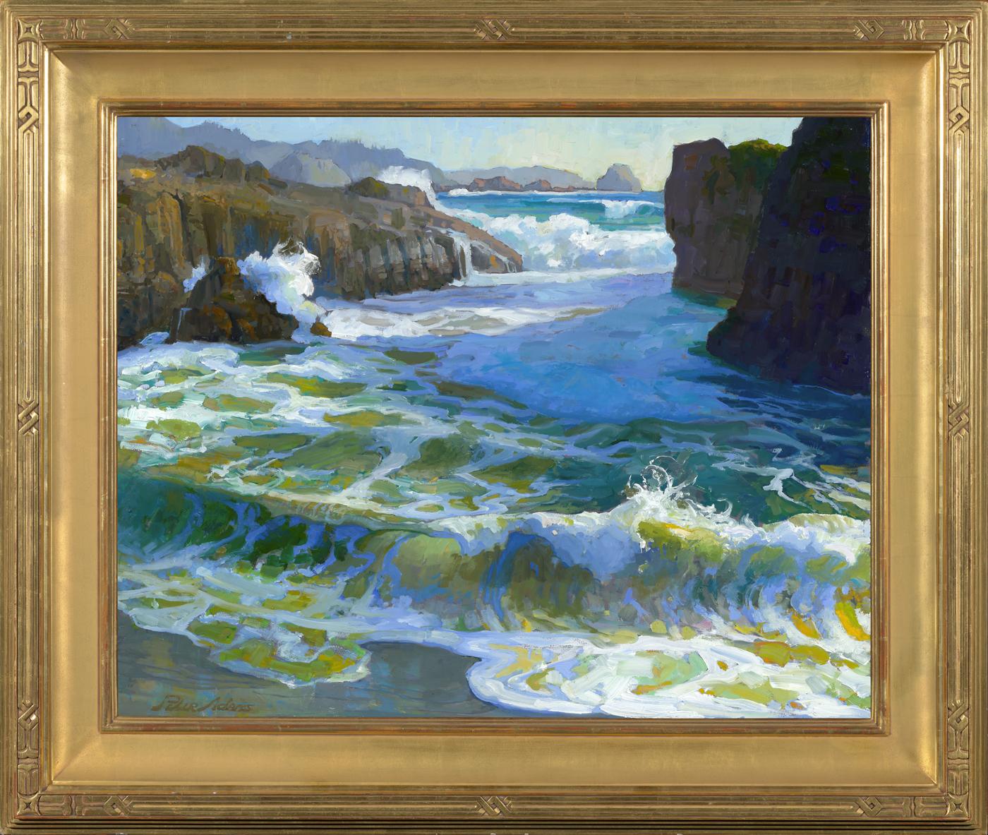 Landscape Painting Peter Adams - « Secret Cove ; Afternoon Surge at Point Lobos State Reserve »