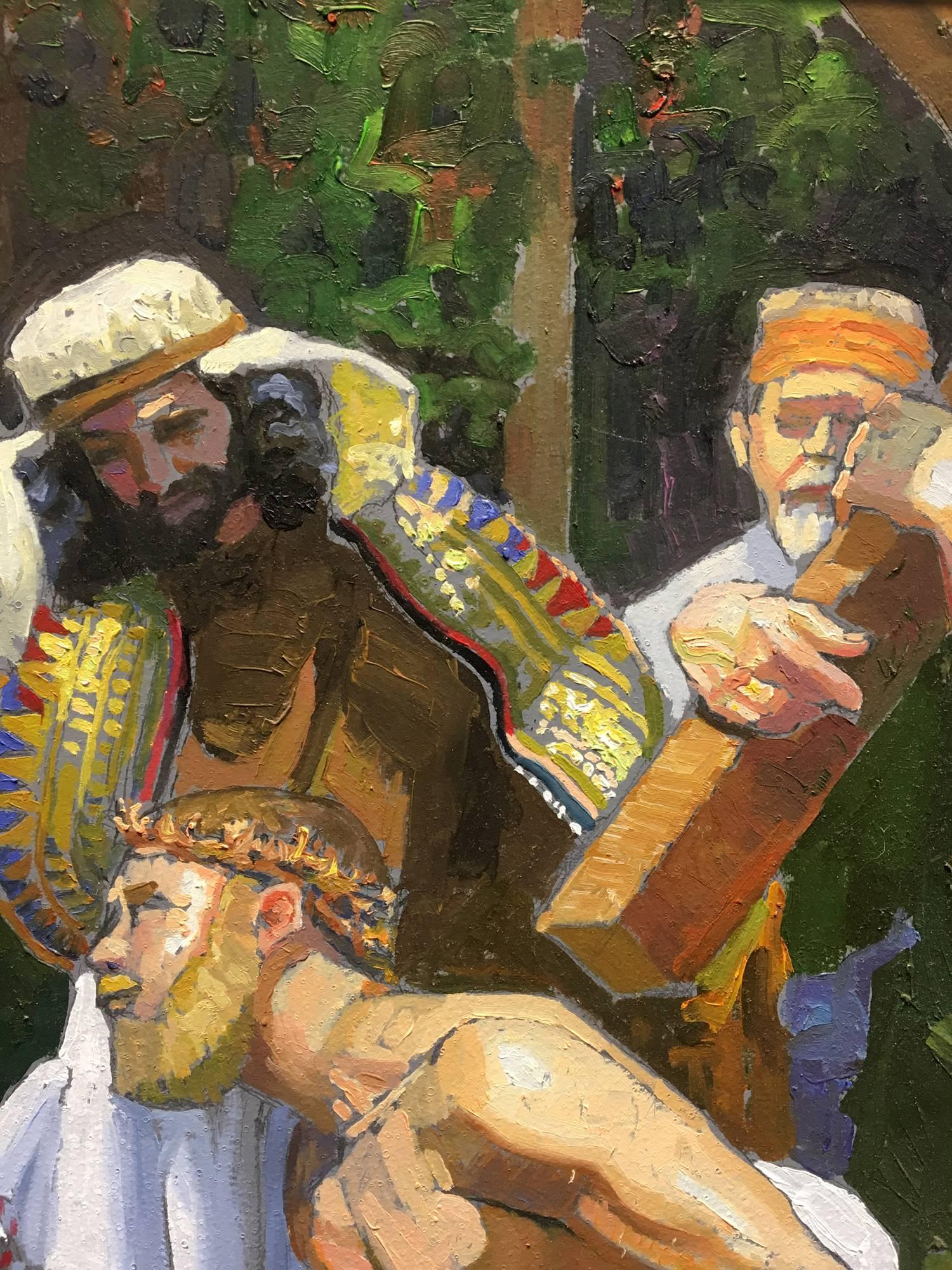 Descrizione
Mentre Veronica asciuga il volto di Gesù, riceve dall'impressione l'immagine del volto di Cristo su un panno. La scena ci ricorda la sesta beatitudine: 