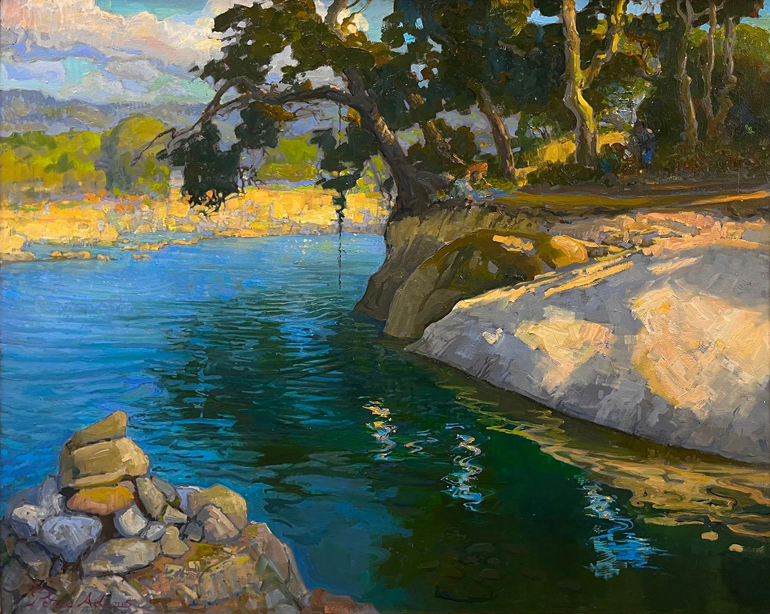 Summer Swimming Hole along the Ventura River; Ojai, California - Painting by Peter Adams