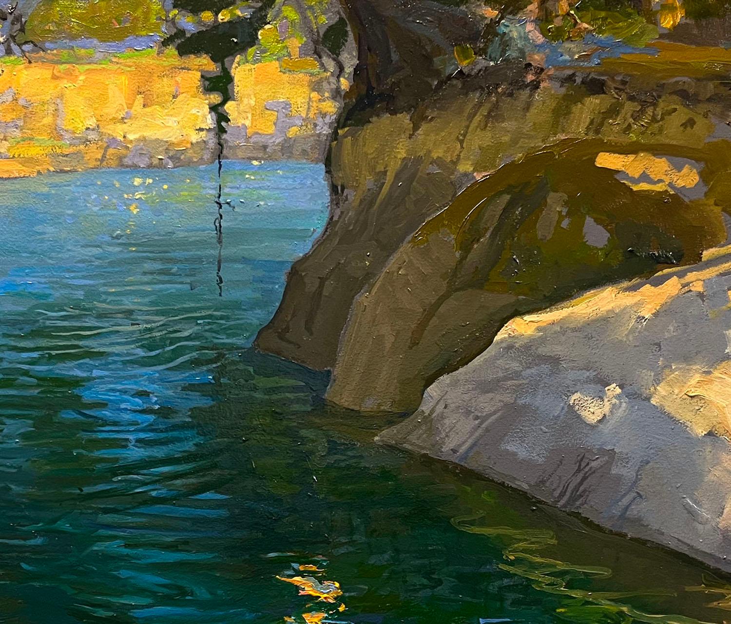 Summer Swimming Hole along the Ventura River; Ojai, California - Realist Painting by Peter Adams