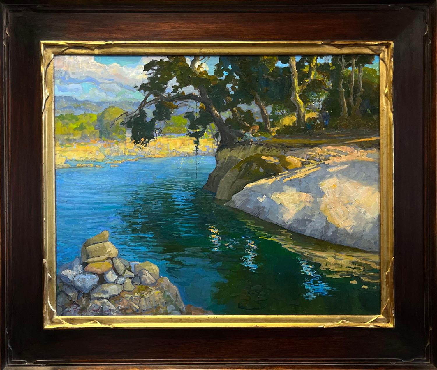 Peter Adams Landscape Painting - Summer Swimming Hole along the Ventura River; Ojai, California