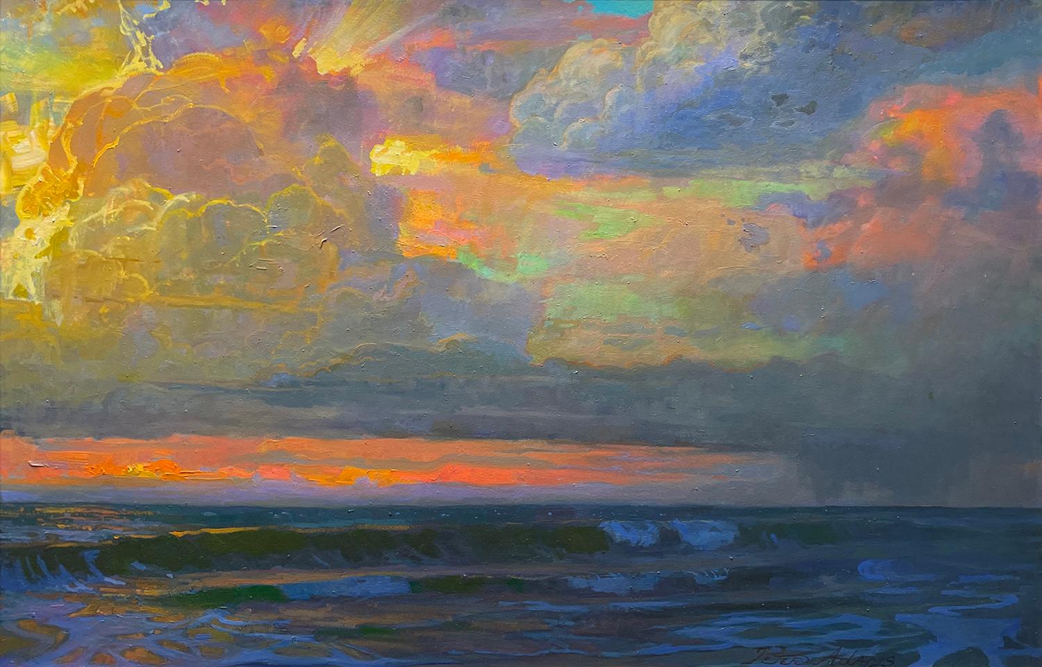 Cumuli svettanti a Day's End, Oceanside, CA - Painting di Peter Adams