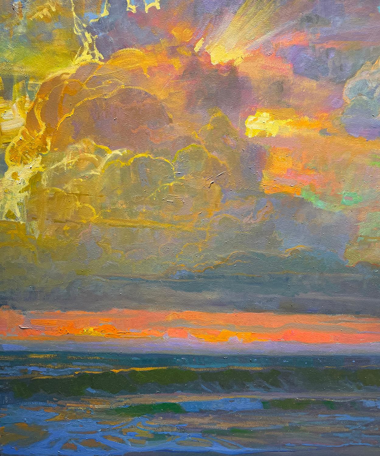 Cumuli svettanti a Day's End, Oceanside, CA - Painting Impressionismo di Peter Adams