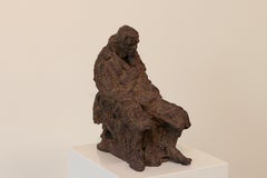 Retirement - 21st Century Contemporary Bronze Sculpture of a sitting old Man 
