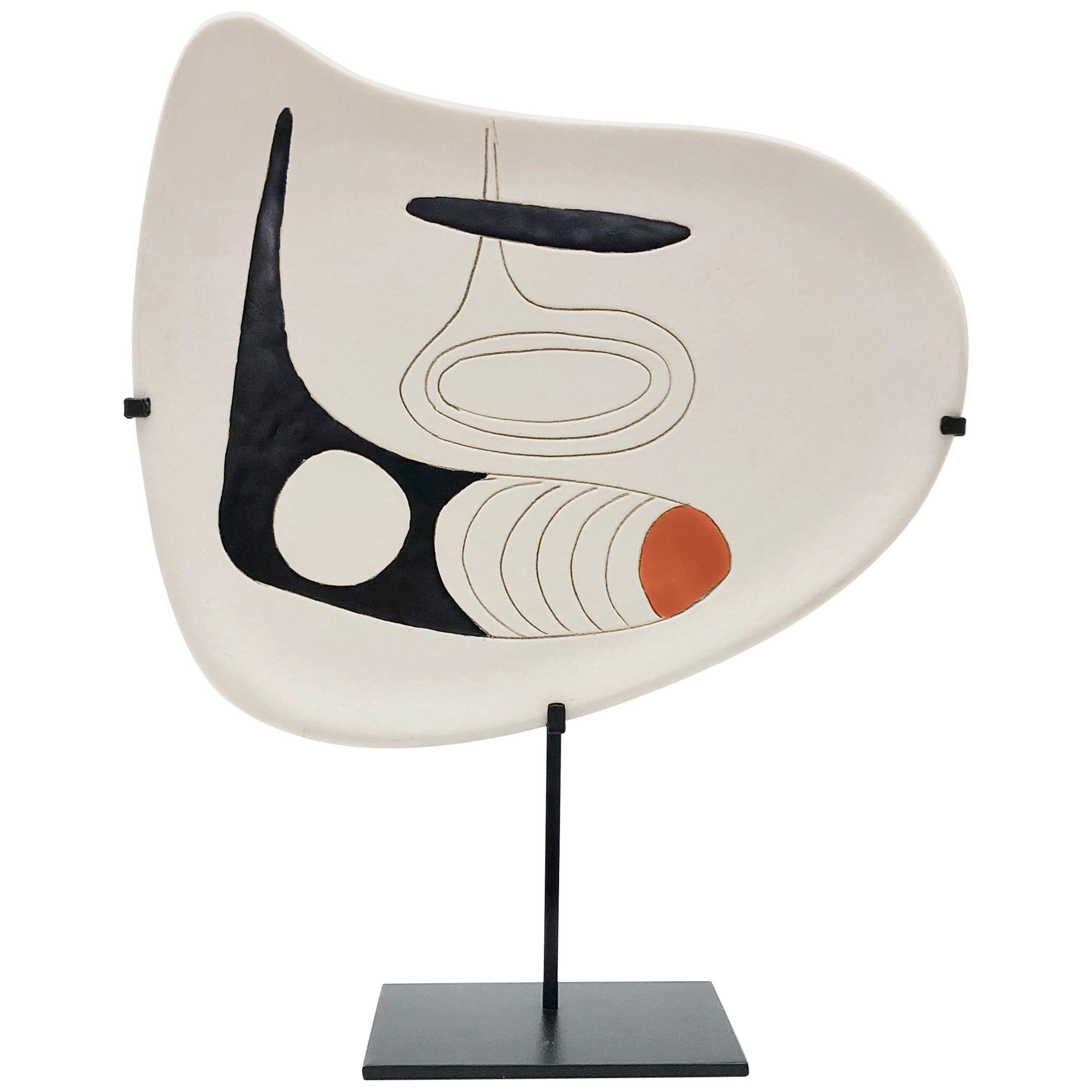 Peter and Denise Orlando, Ceramic Dish on Metal Base For Sale