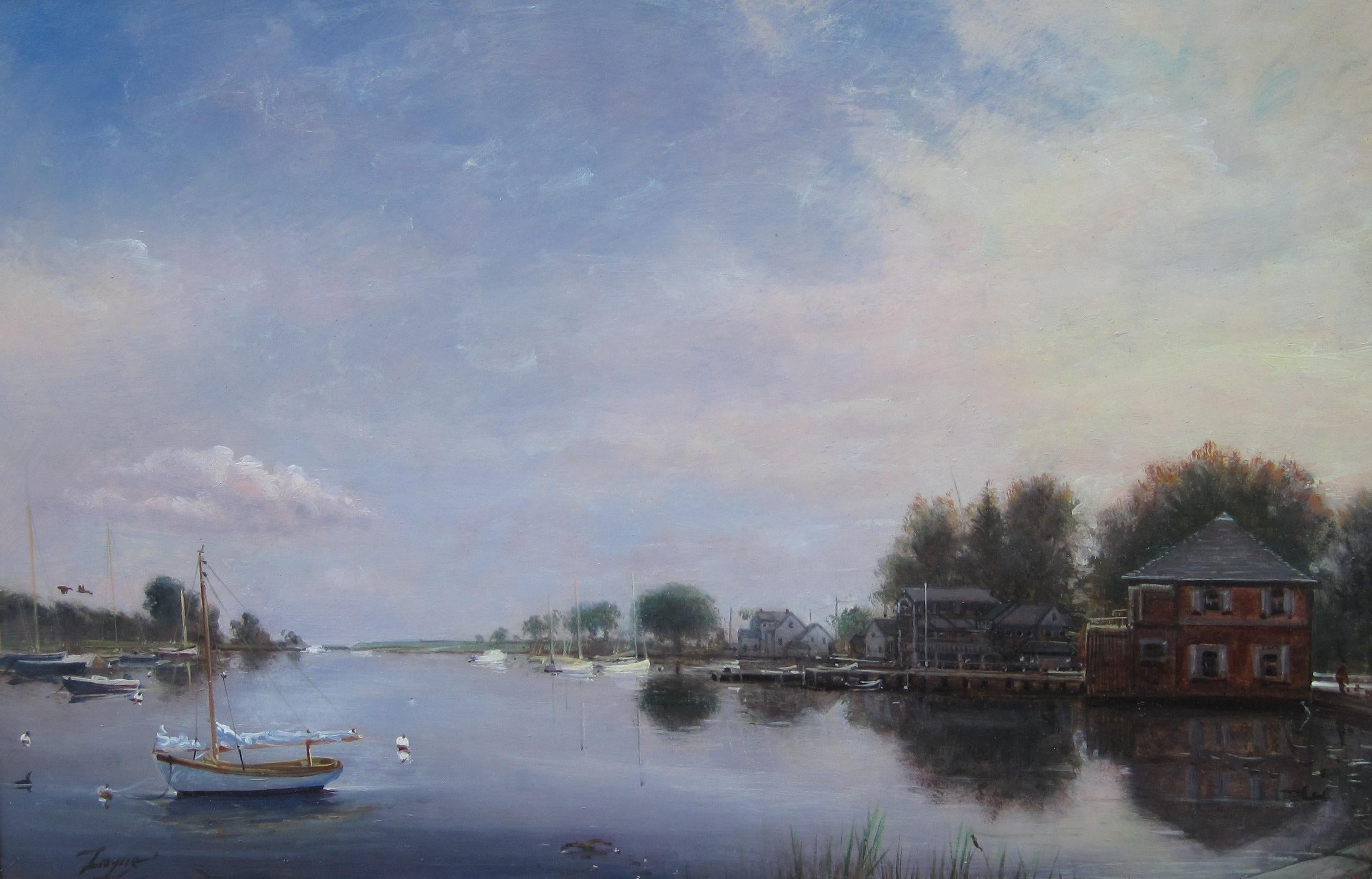 Peter Arguimbau Landscape Painting - View of Southport Harbor, Connecticut
