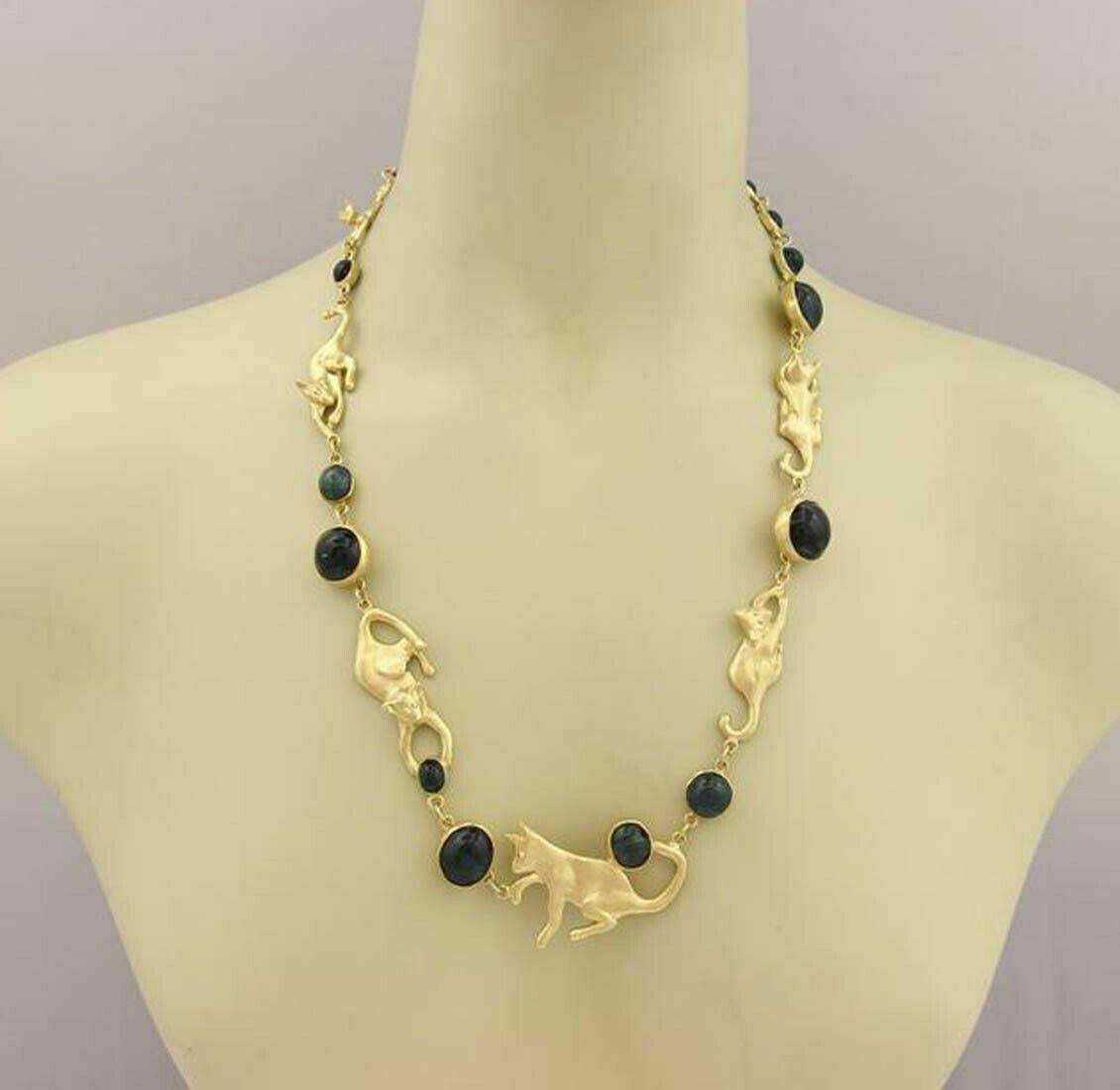 black onyx cat necklace