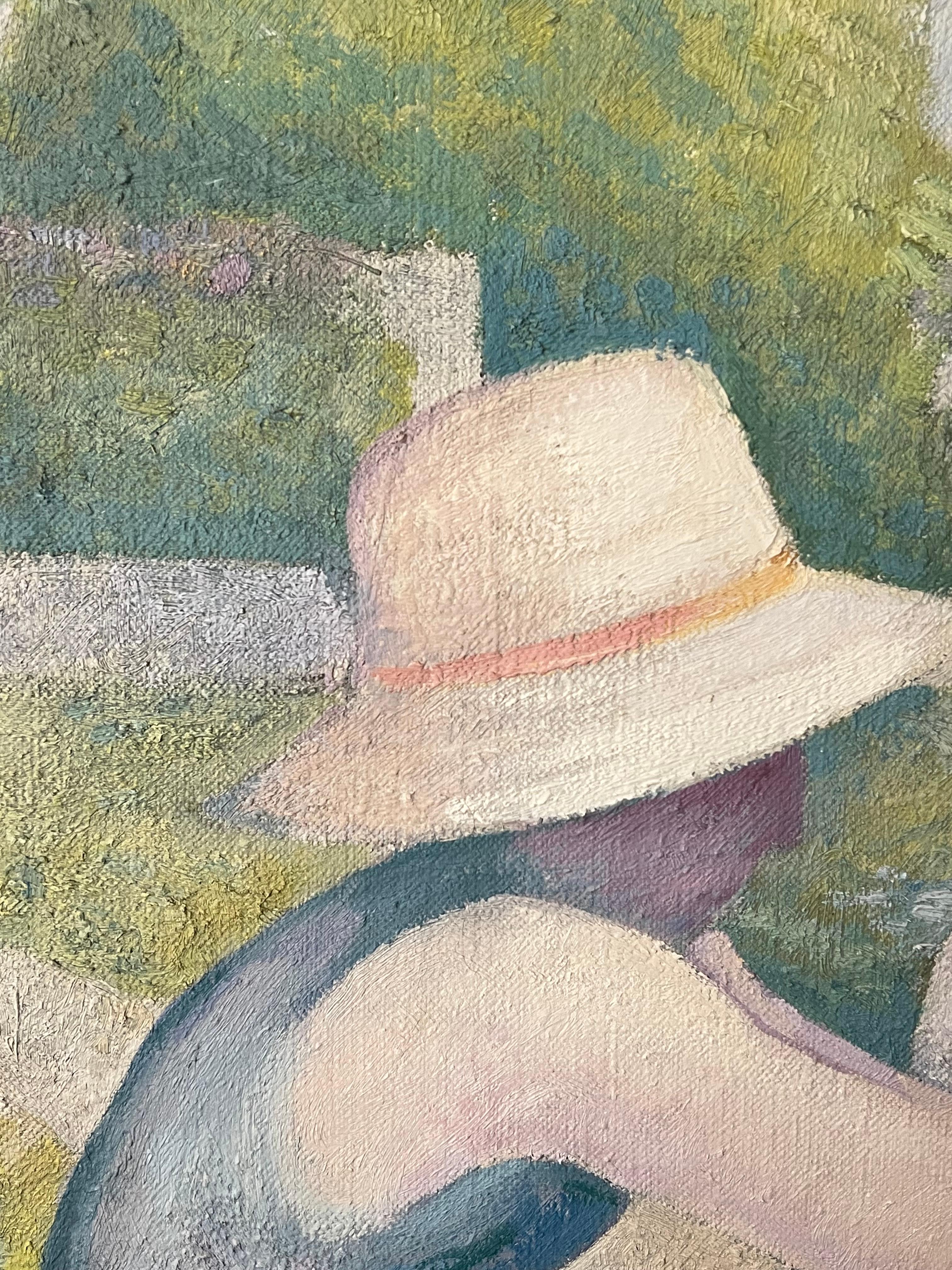 Enorme cuadro al óleo según Bañistas en Asnieres de Seurat en venta 6