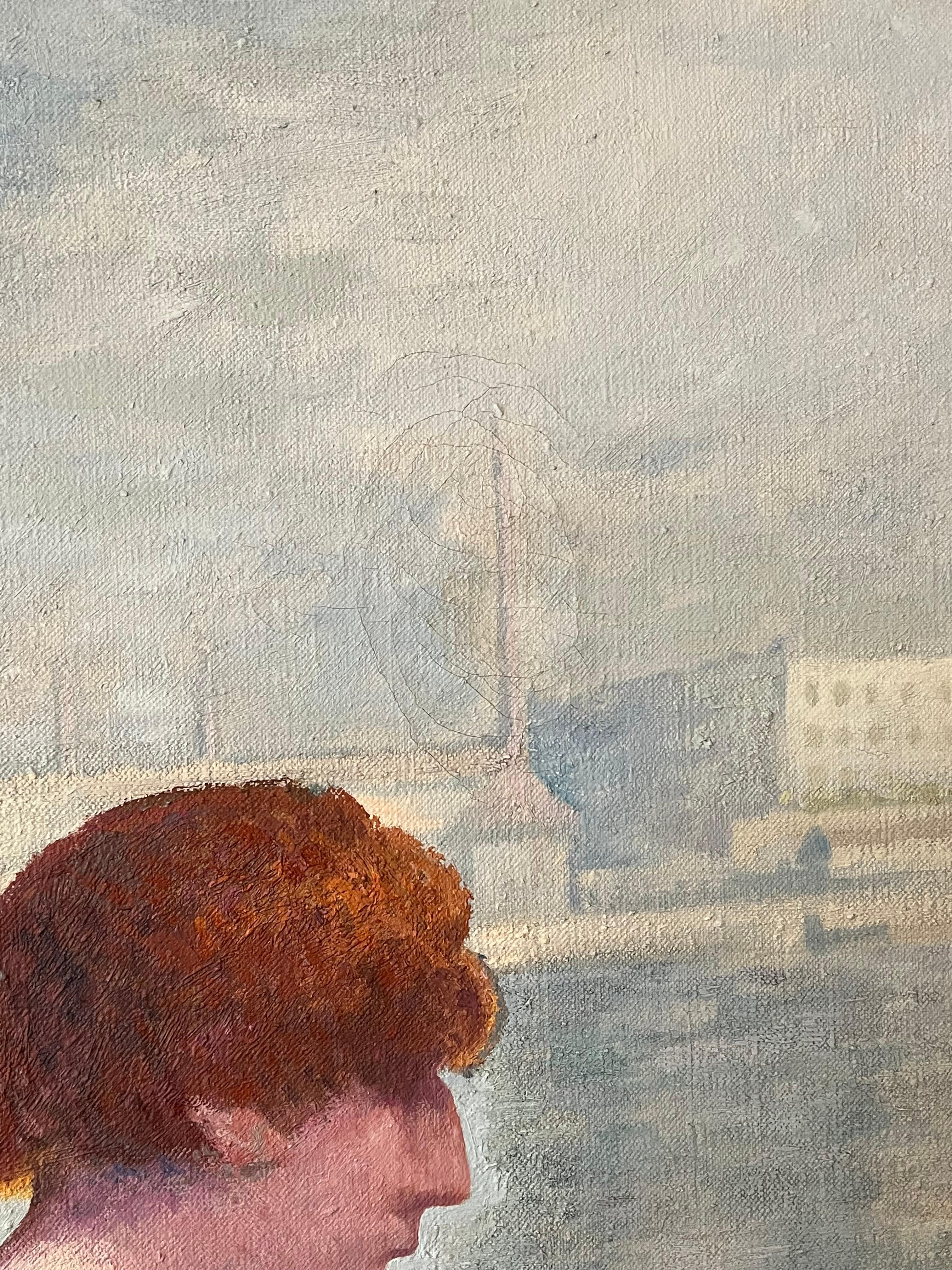 Enorme cuadro al óleo según Bañistas en Asnieres de Seurat en venta 1