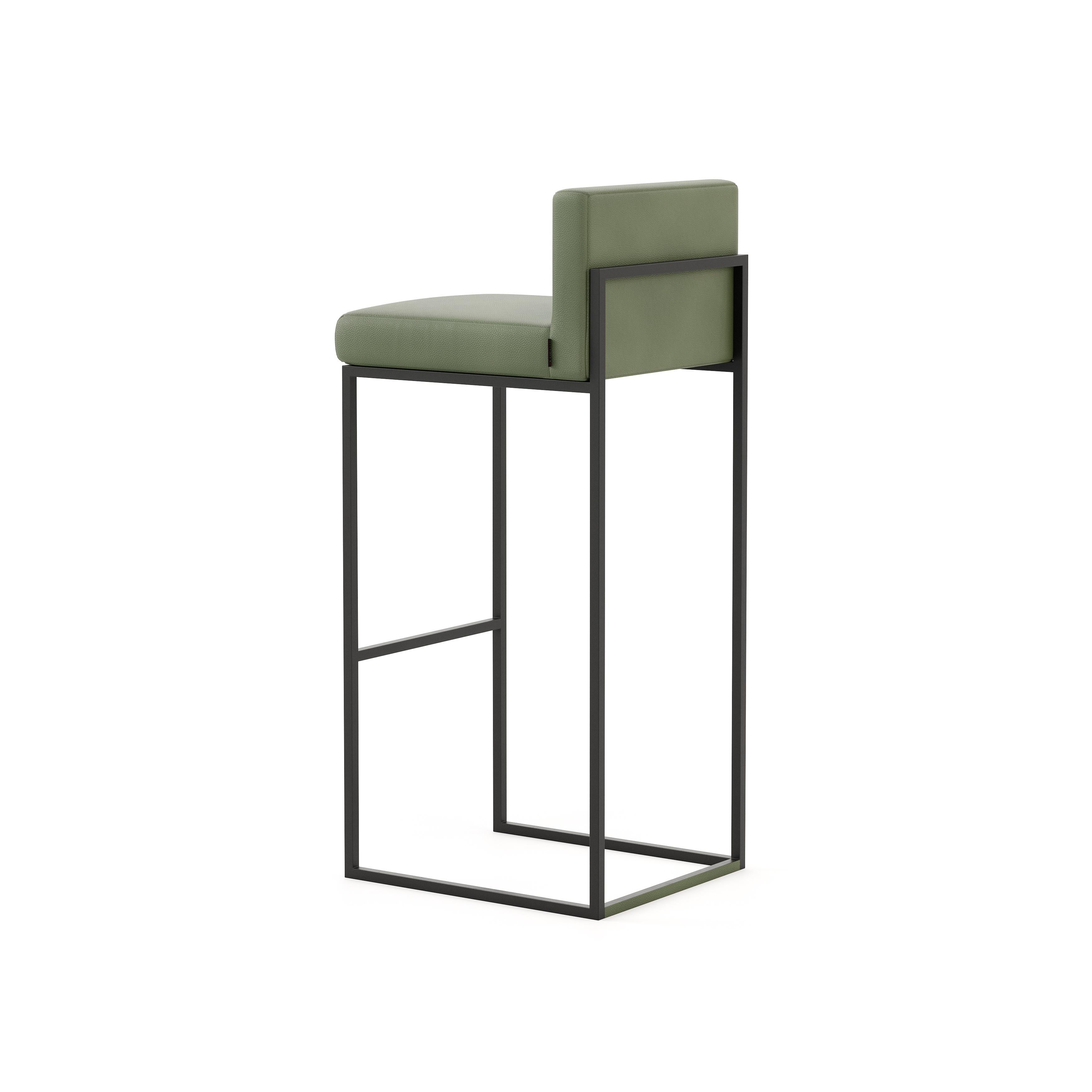 Hand-Crafted Contemporary bar stool with metallic structure and a customisable fabric For Sale