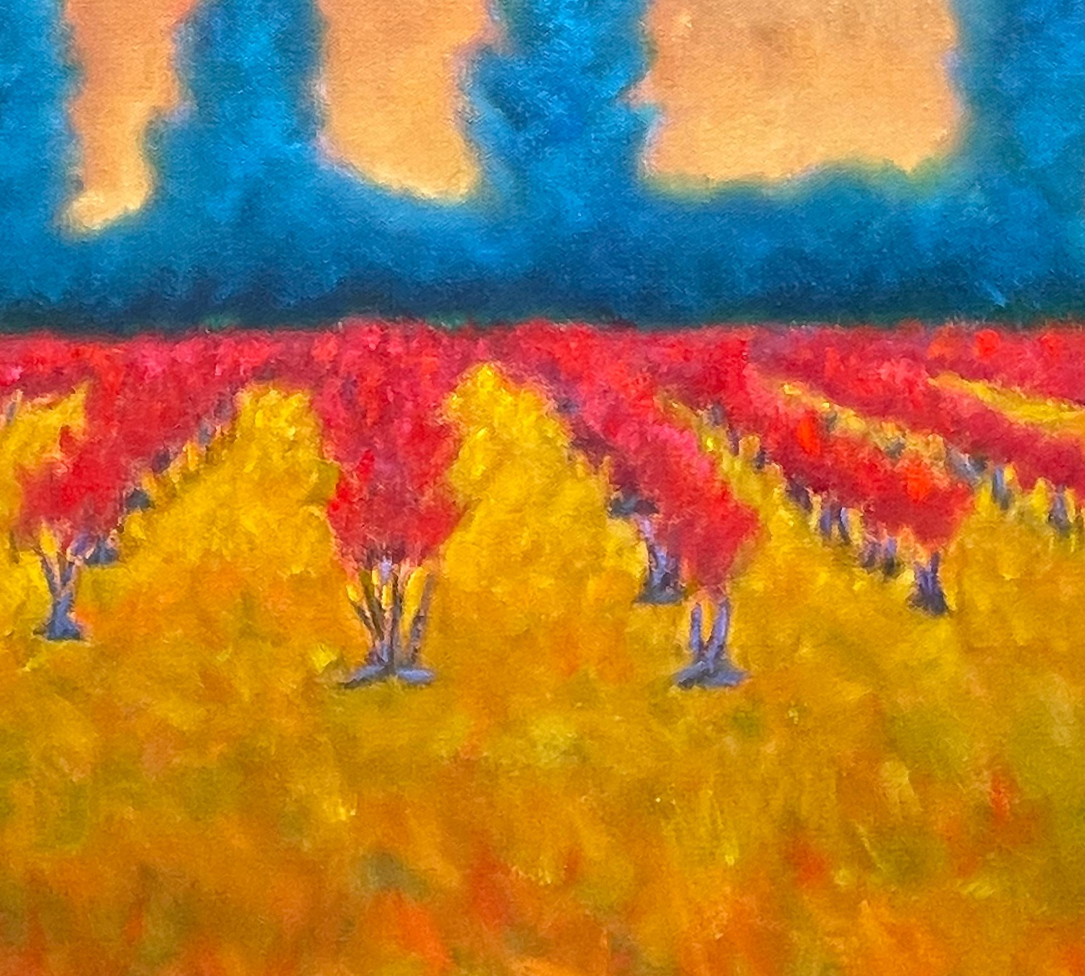 Blueberry Meadow is a framed oil on canvas painting  by artist Peter Batchelder. 
Artist Statement
Throughout my life I have had the benefit of living in different rural environments within New England. From the coastal landscapes of Massachusetts