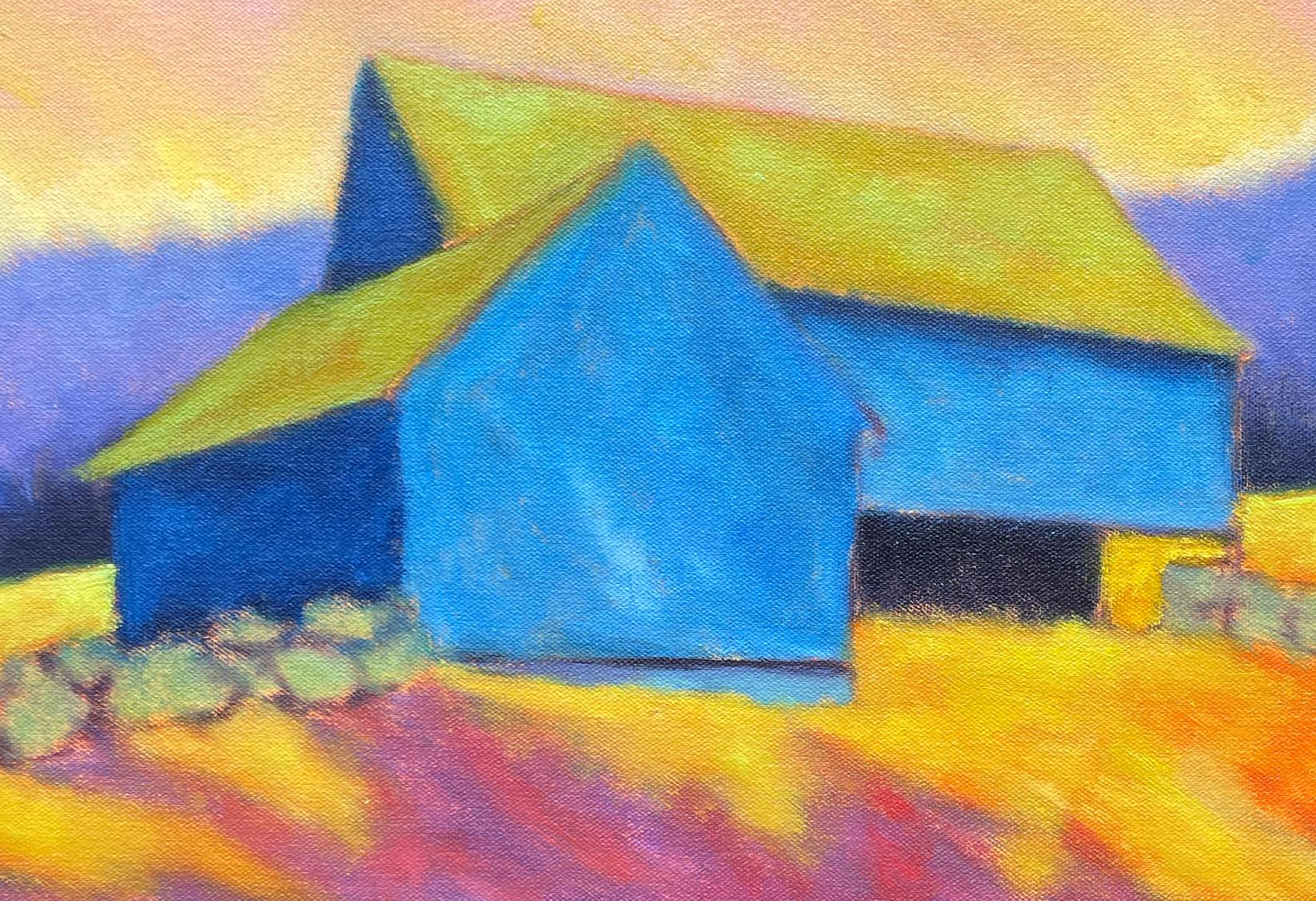 Light of Day, Oil /Canvas, Rural Landscape, Colors, Architecture, Free Shipping - Painting by Peter Batchelder