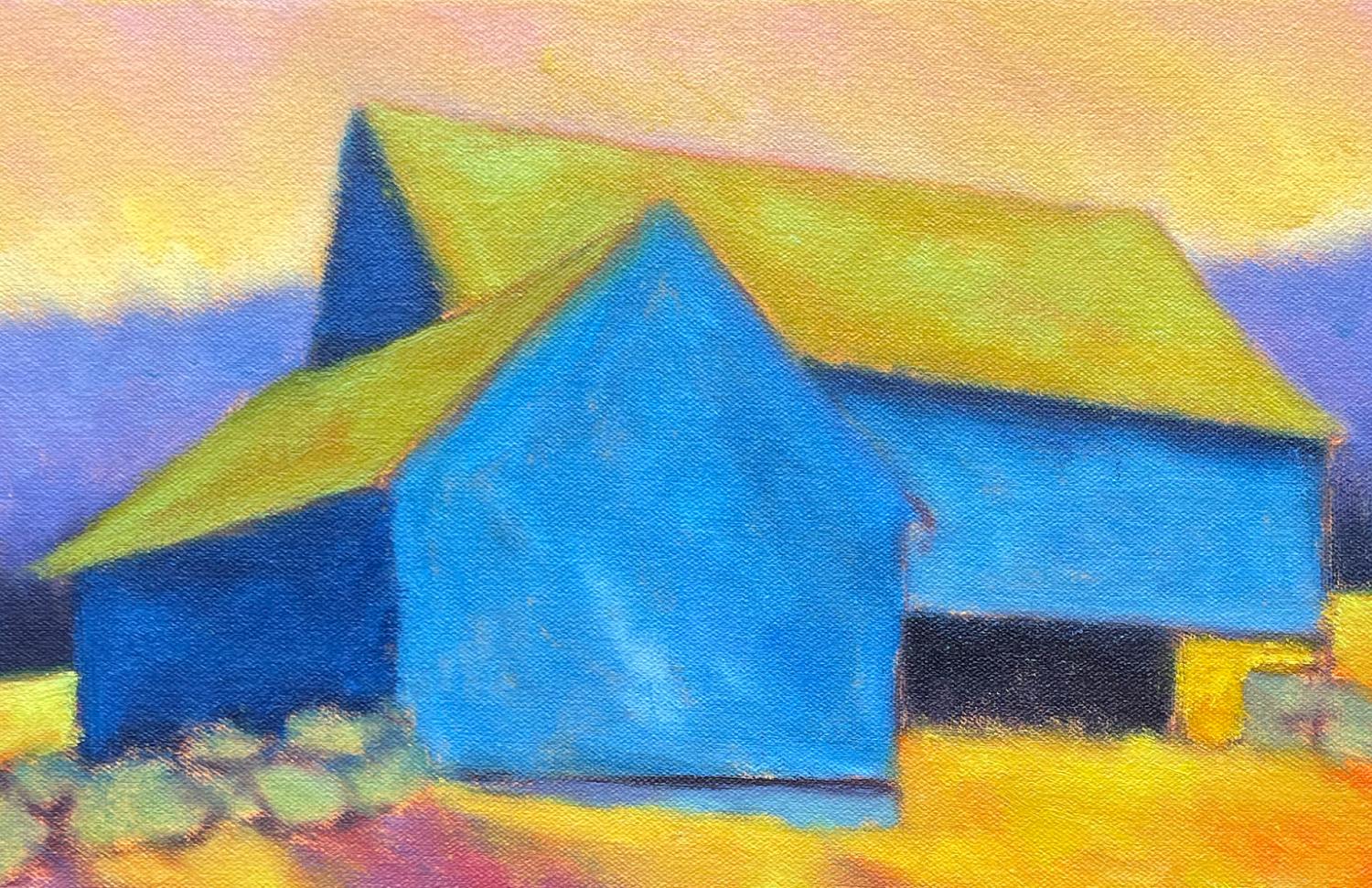 Light of Day, Oil /Canvas, Rural Landscape, Colors, Architecture, Free Shipping - Post-Impressionist Painting by Peter Batchelder