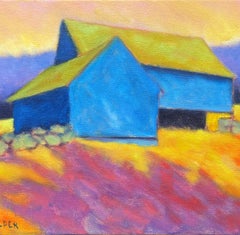 Light of Day, Oil /Canvas, Rural Landscape, Colors, Architecture, Free Shipping